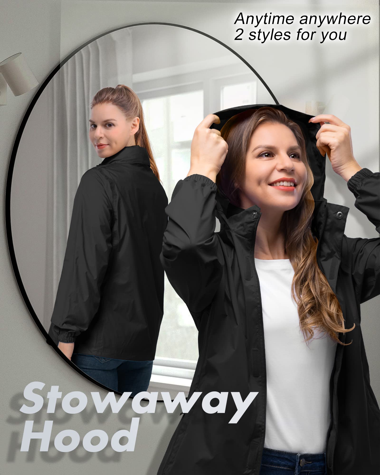 33,000ft Women's Rain Jacket Waterproof Lightweight Packable Raincoat