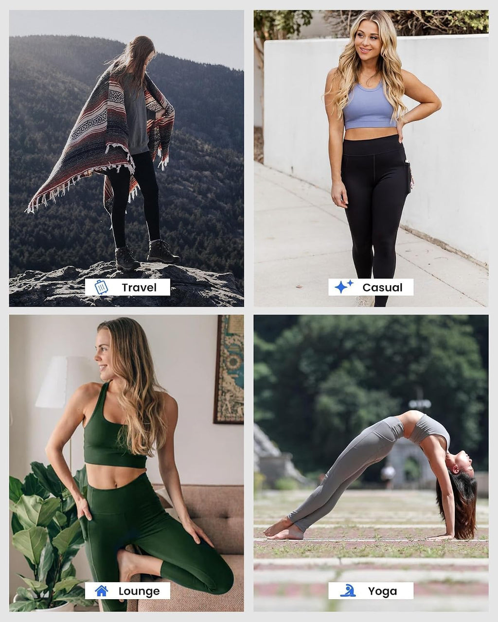 Women's 3-Pack High-Waist Tummy-Control Leggings with Pockets