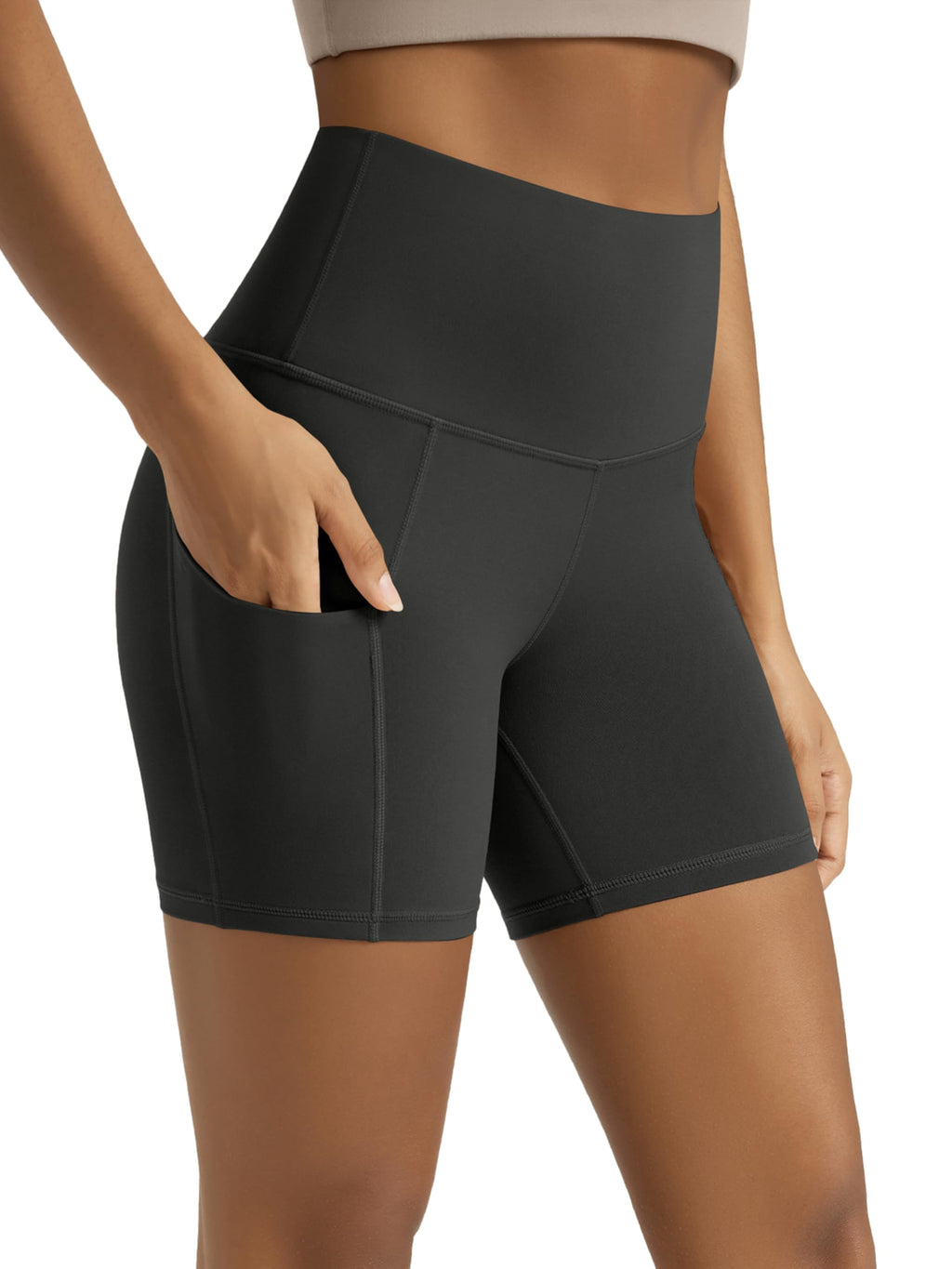 Women's High-Waist Tummy-Control Biker Shorts with Pockets