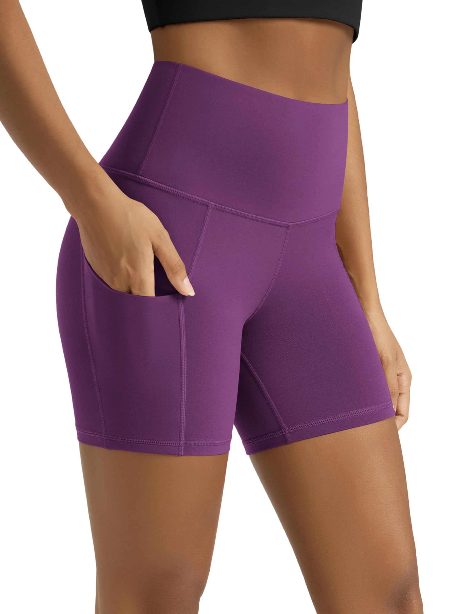 Women's High-Waist Tummy-Control Biker Shorts with Pockets
