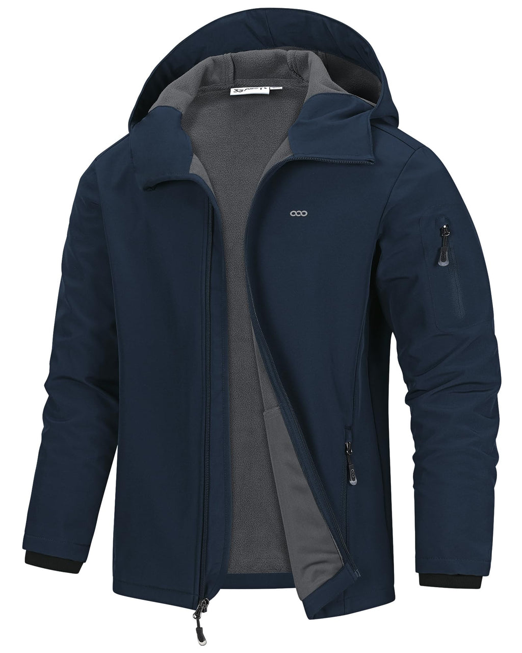 33,000ft Men's Hooded Fleece Lined Rain Shell Jacket Waterproof Lightweight