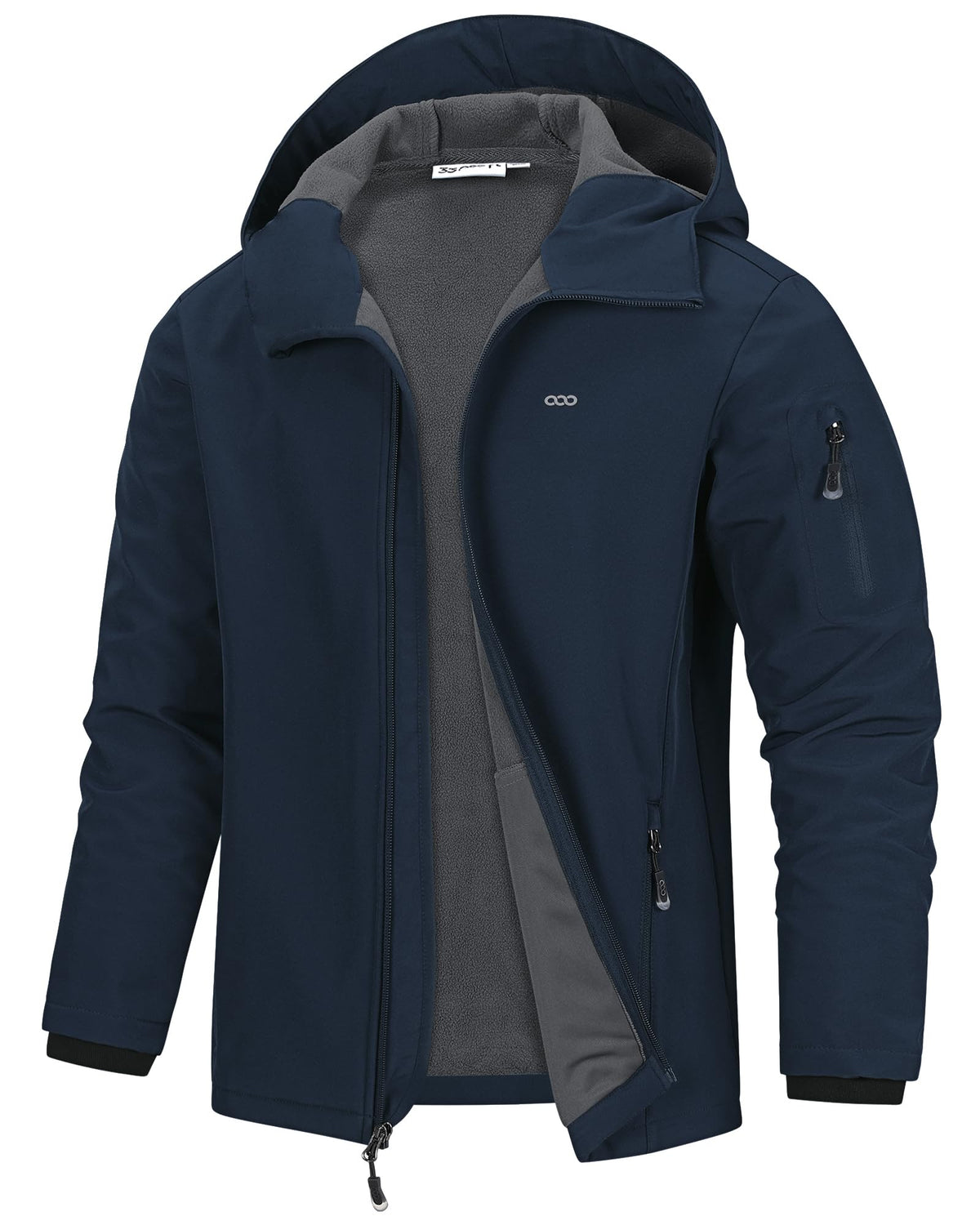 33,000ft Men's Hooded Fleece Lined Rain Shell Jacket Waterproof Lightweight