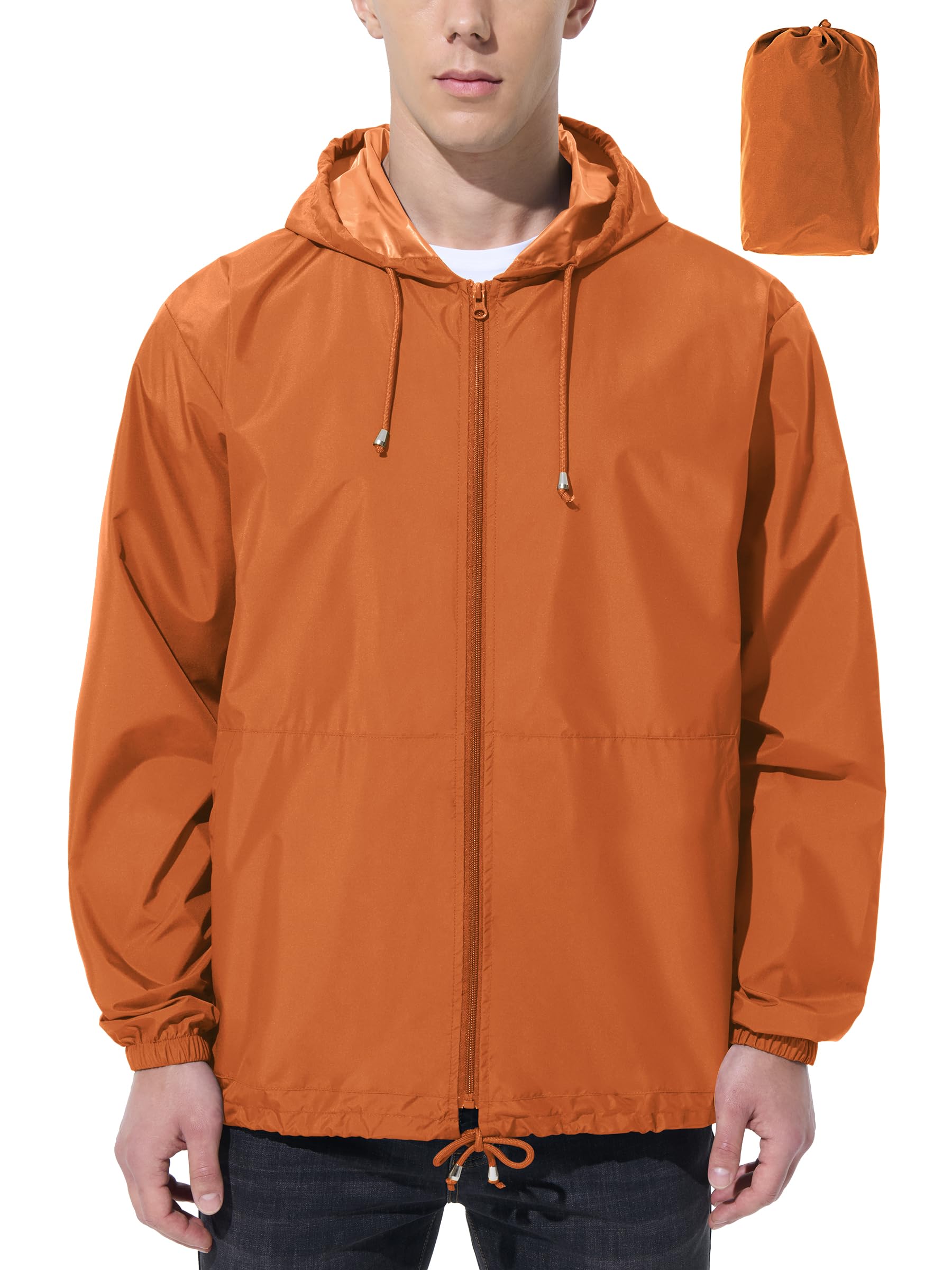Men's Waterproof Lightweight Windbreaker Rain Jacket