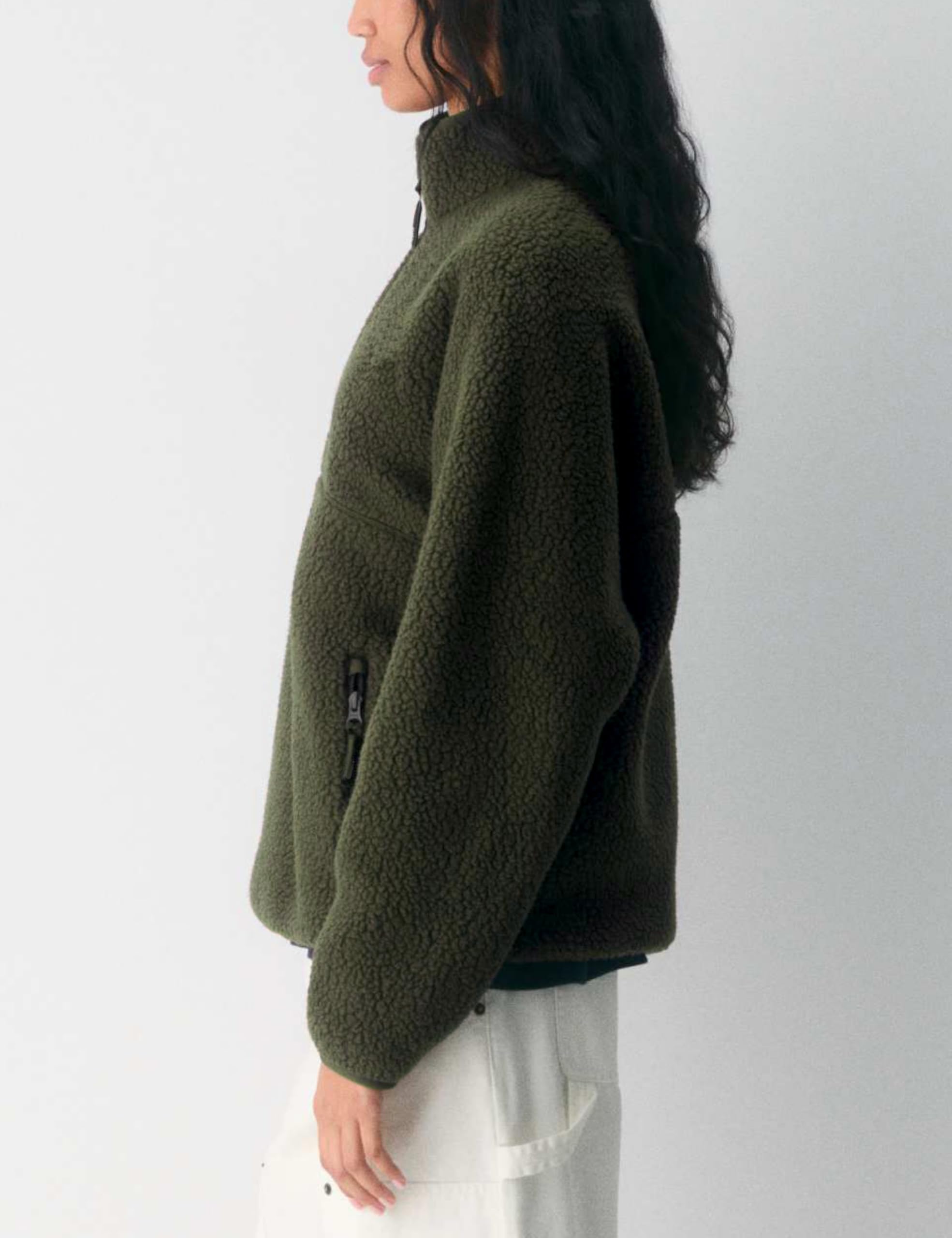 Women's Quarter-Zip Sherpa Fleece Pullover Jacket