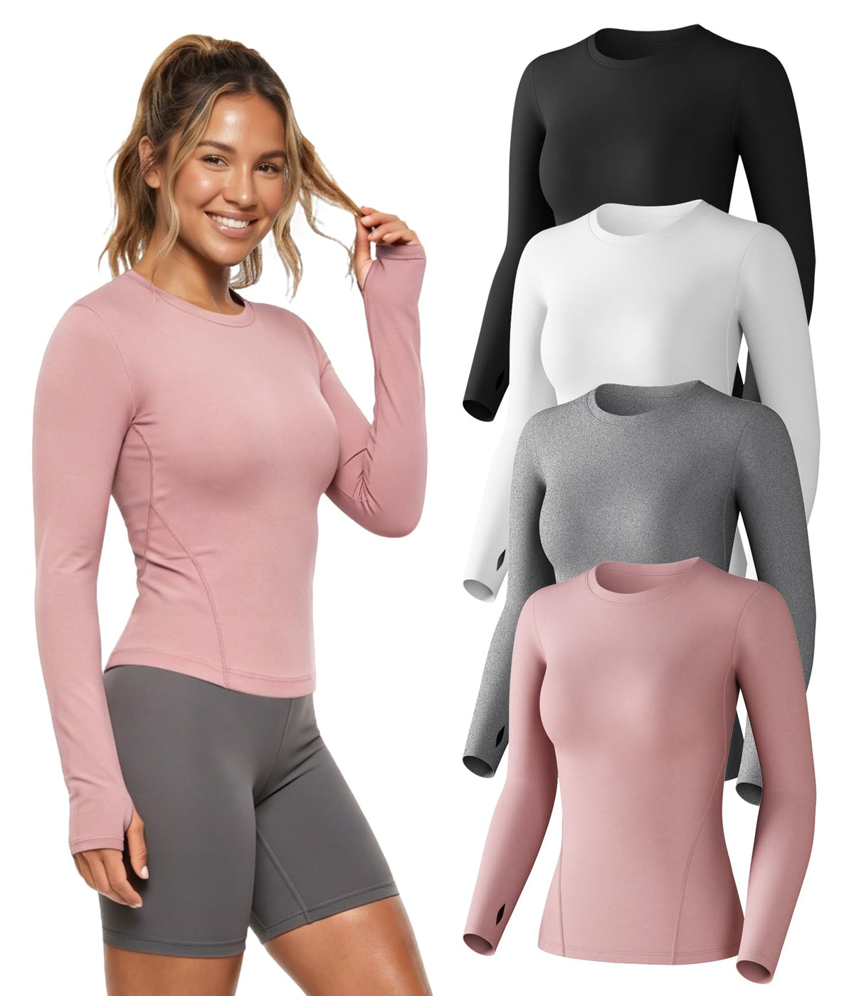 Women's Long Sleeve Compression Shirts Workout Athletic Top Underscrubs