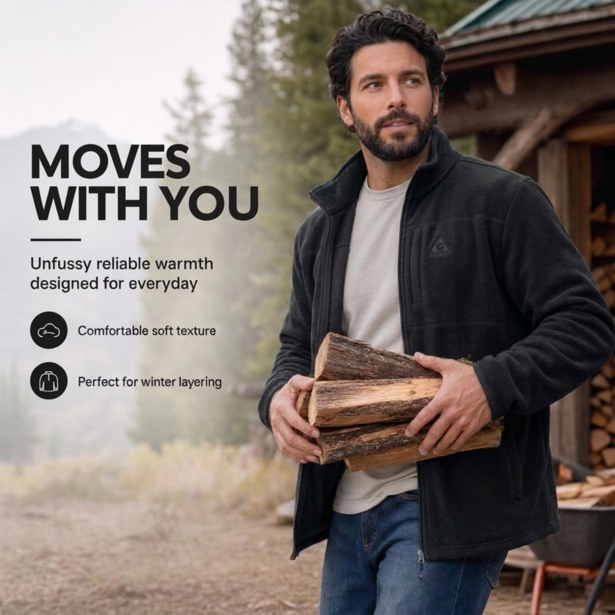Men's Lightweight Full-Zip Polar Fleece Jacket