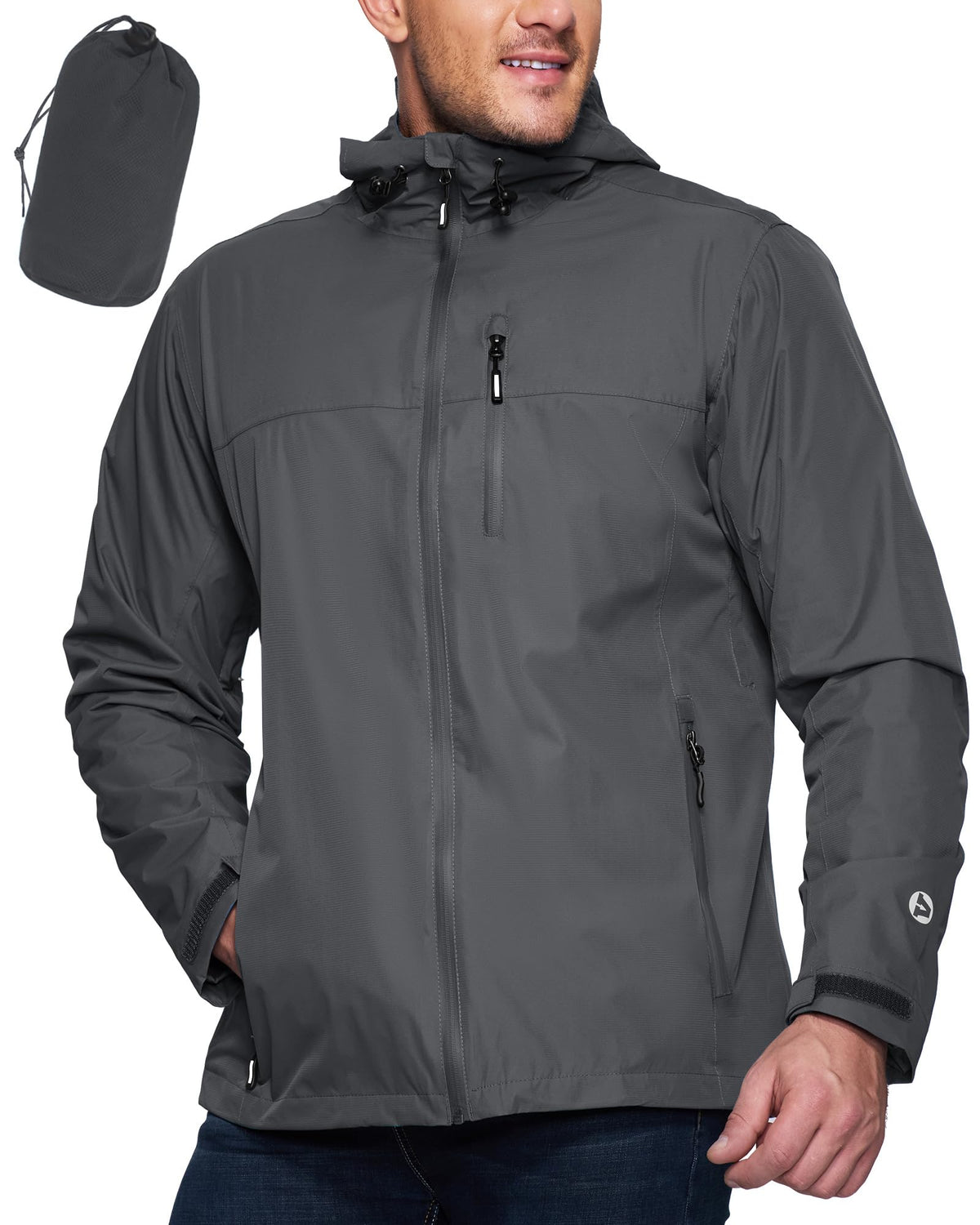 Men's Waterproof Lightweight Packable Rain Jacket