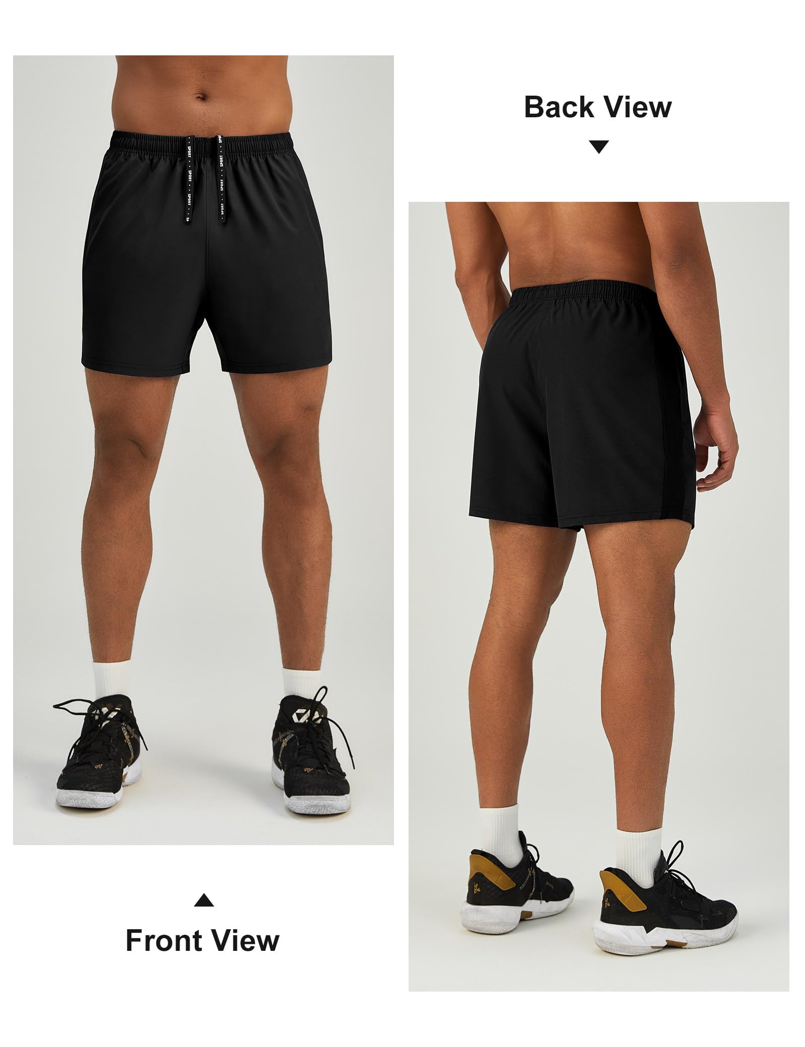 Pesfix Mens 7'' Lightweight Athletic Shorts Quick Dry Gym Workout Running Shorts with Zipper Pockets