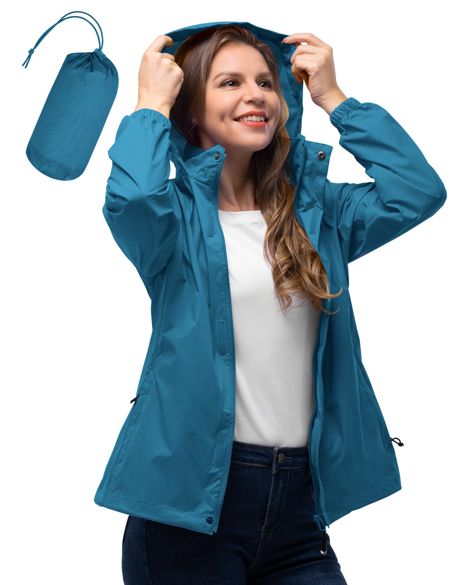 Women's Lightweight Waterproof Packable Rain Jacket
