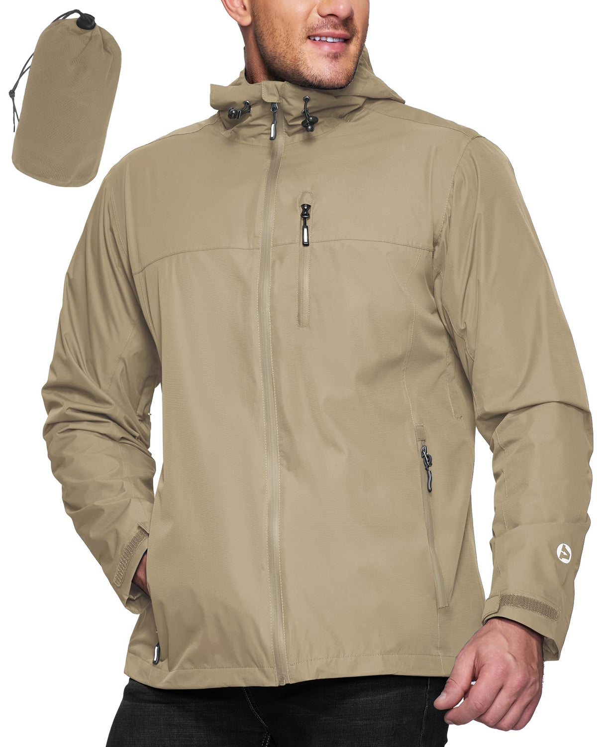 Men's Waterproof Lightweight Packable Rain Jacket