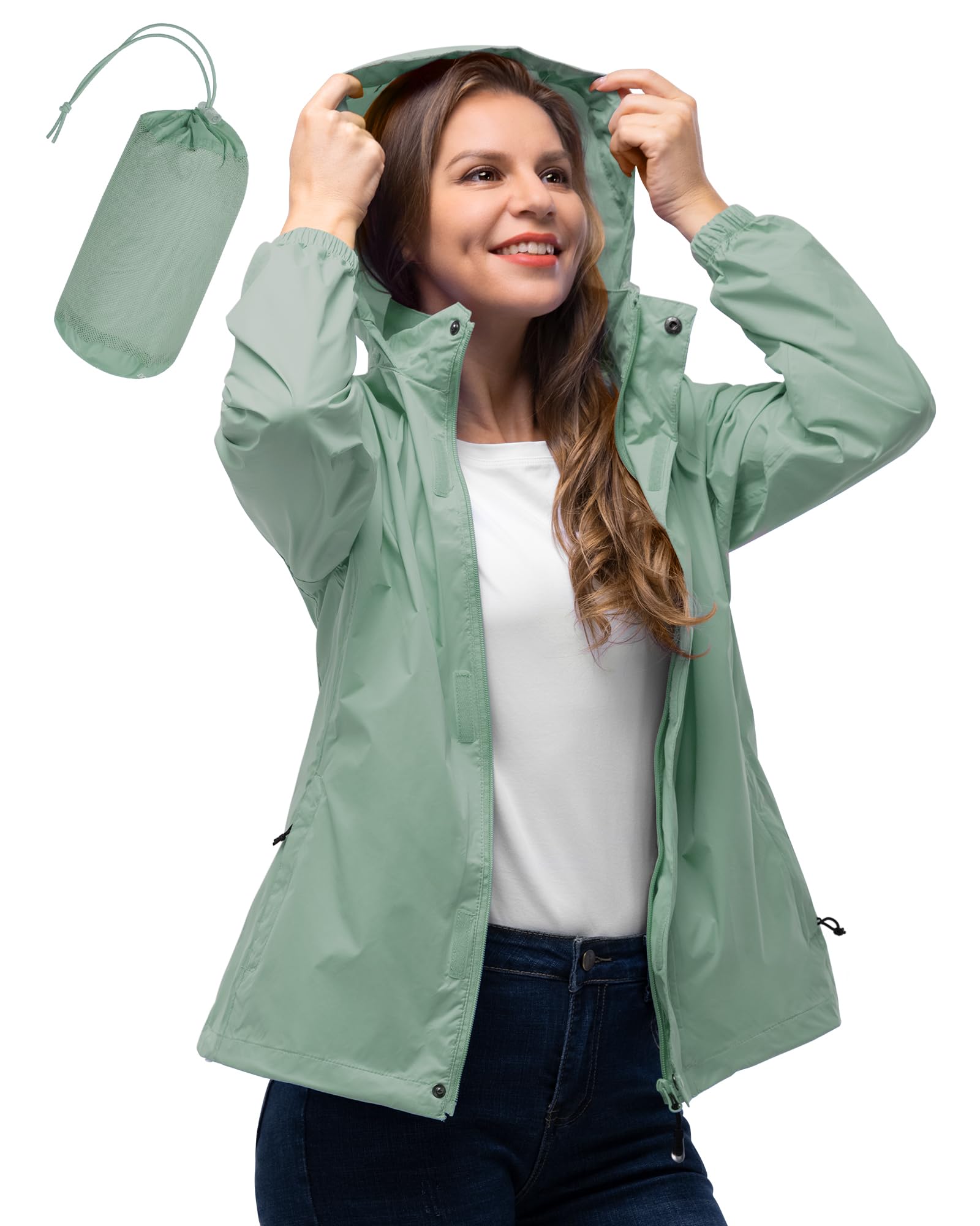 Women's Lightweight Waterproof Packable Rain Jacket