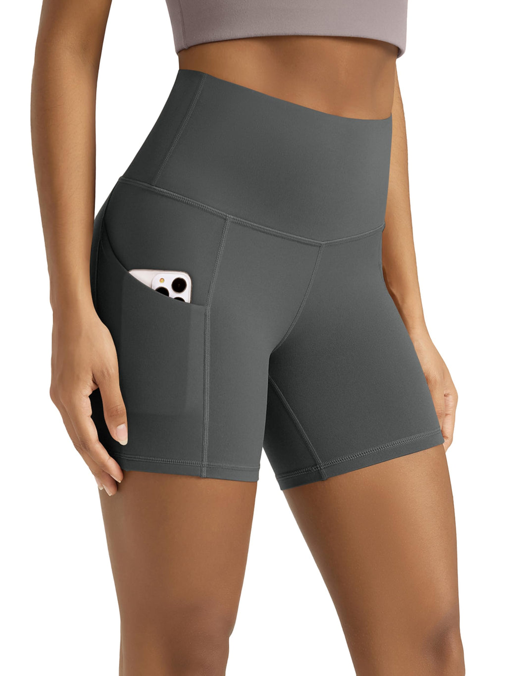 Women's High-Waist Tummy-Control Biker Shorts with Pockets