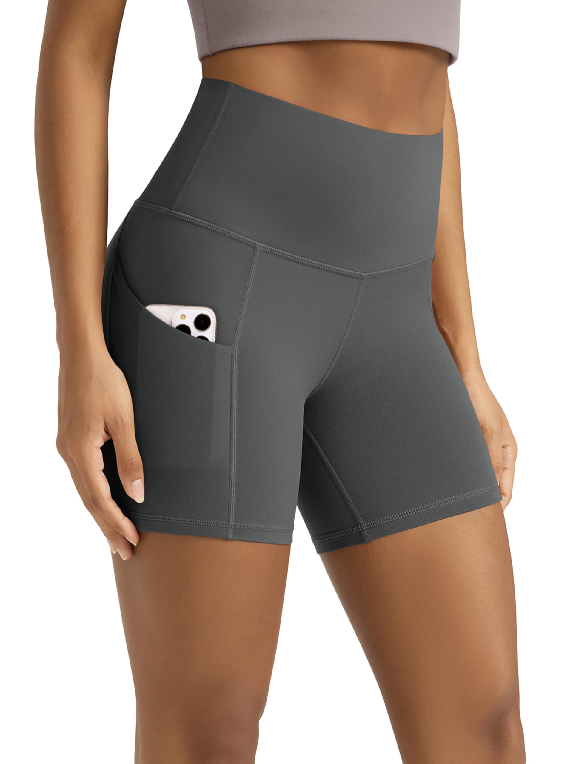 Women's High-Waist Tummy-Control Biker Shorts with Pockets
