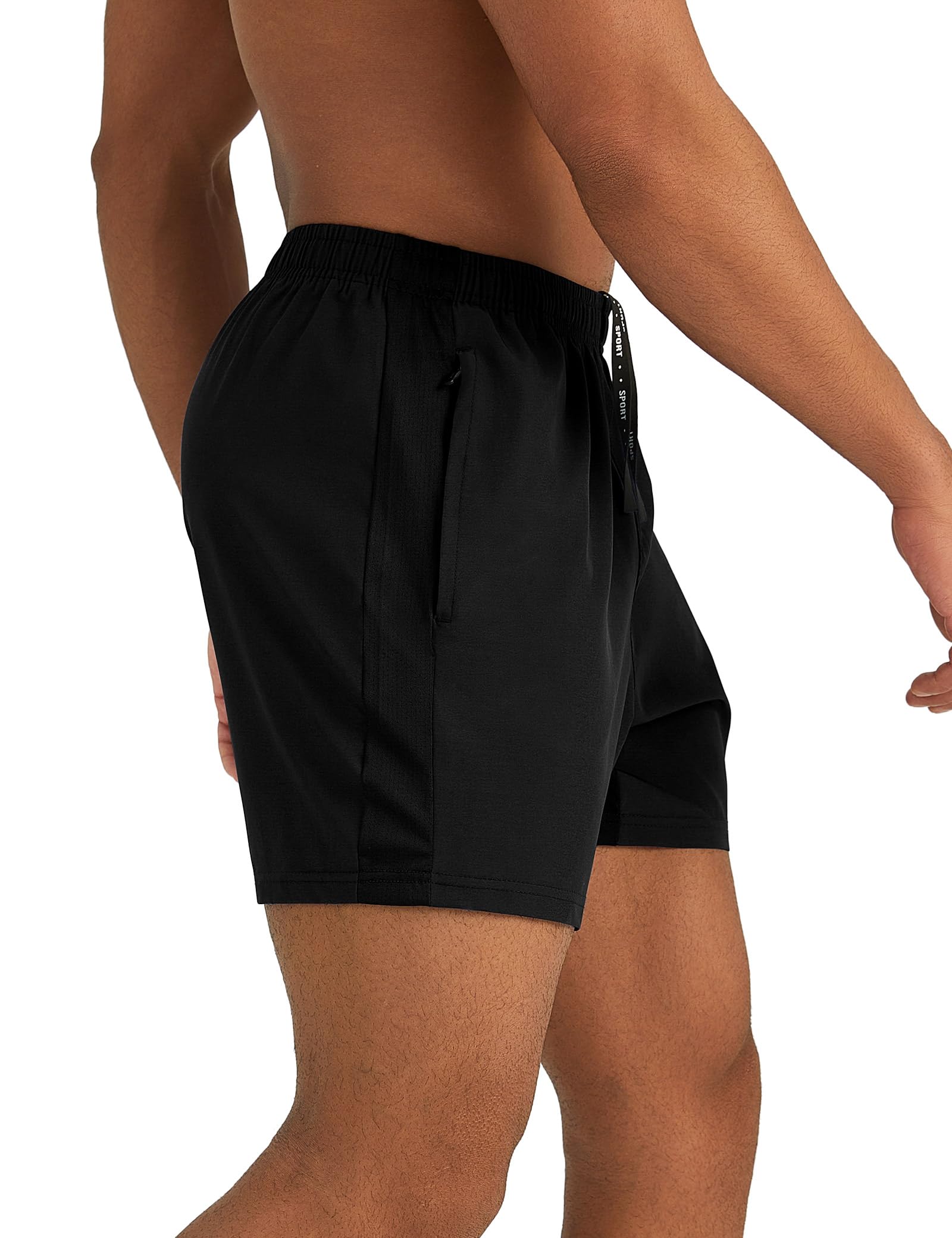 Pesfix Mens 7'' Lightweight Athletic Shorts Quick Dry Gym Workout Running Shorts with Zipper Pockets