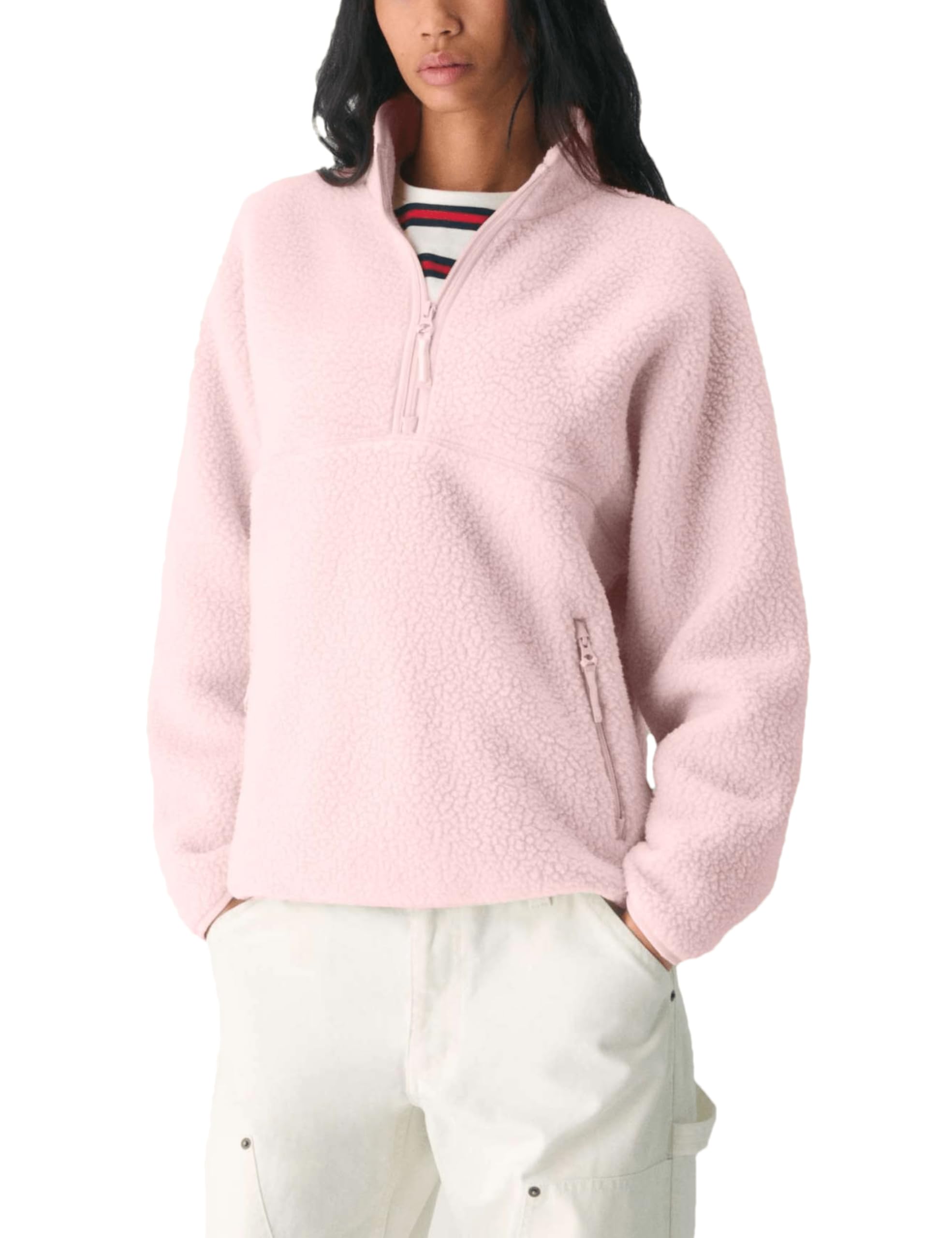 Women's Quarter-Zip Sherpa Fleece Pullover Jacket