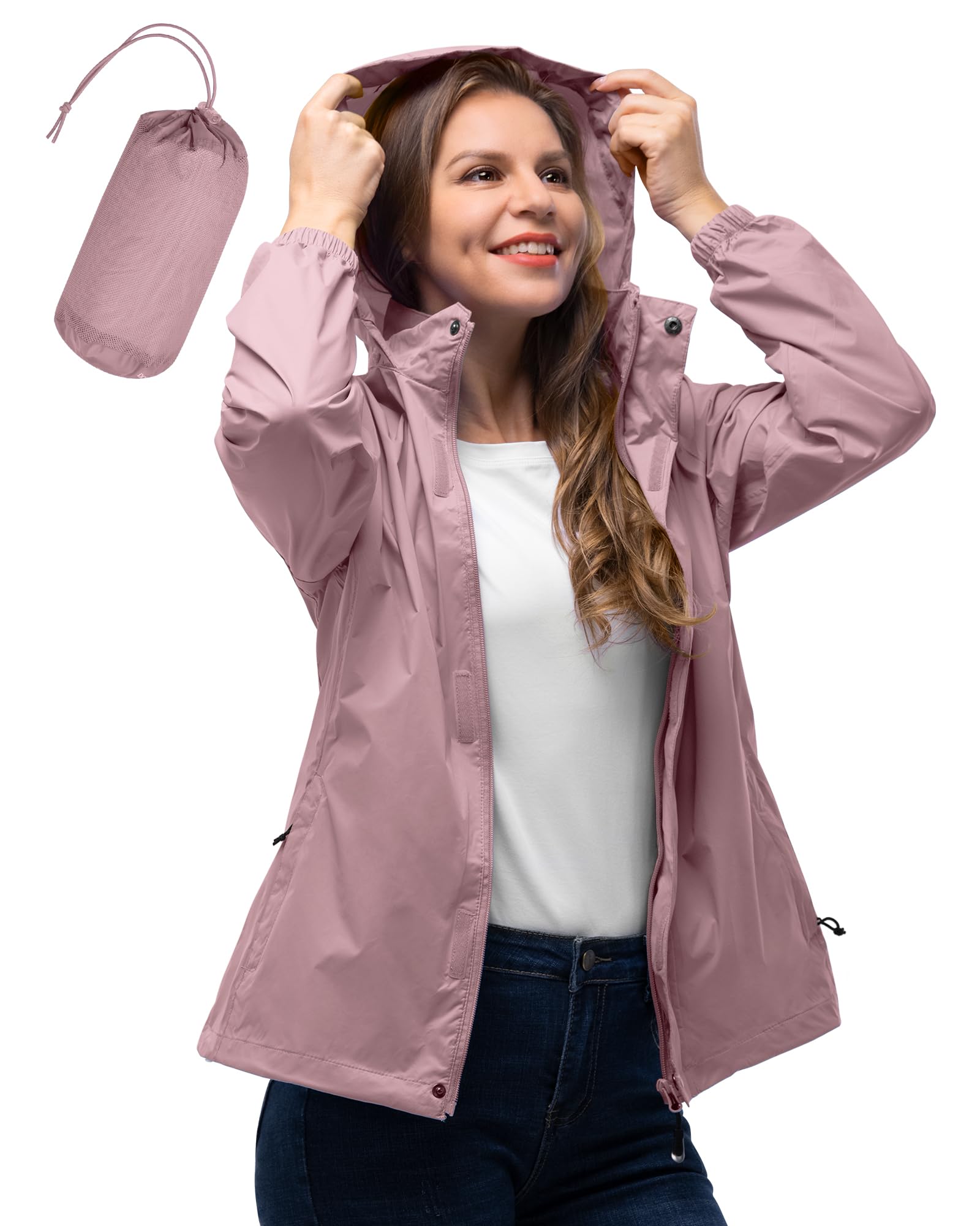 Women's Lightweight Waterproof Packable Rain Jacket