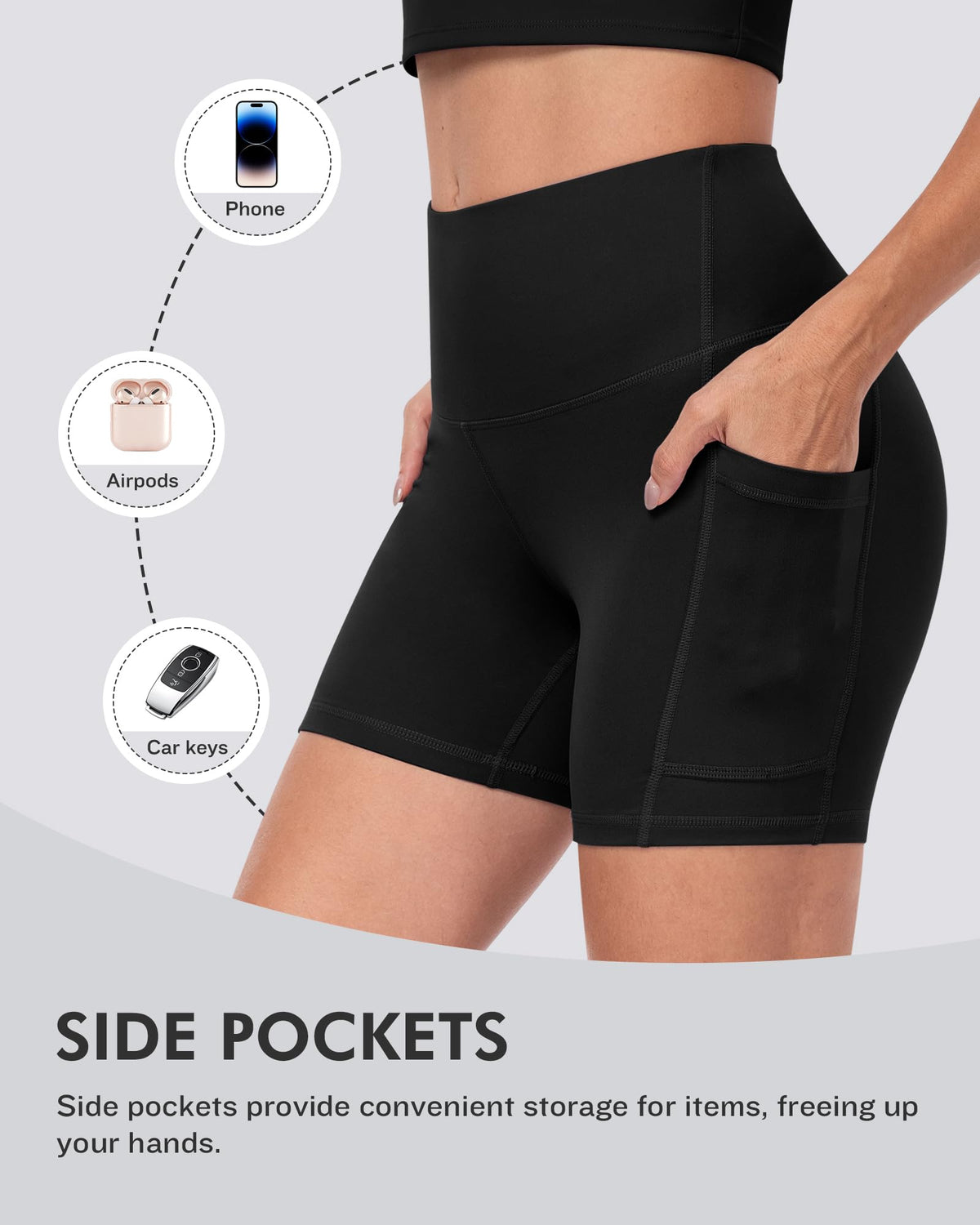 Women's 5-Inch High-Waist Biker Shorts with Pockets