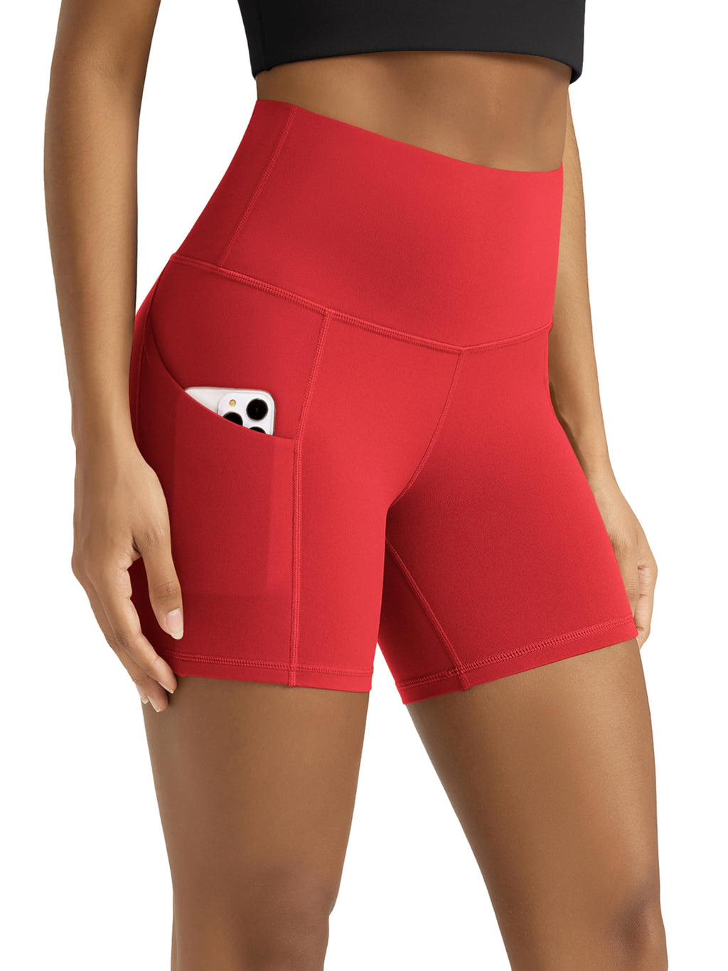Women's High-Waist Tummy-Control Biker Shorts with Pockets