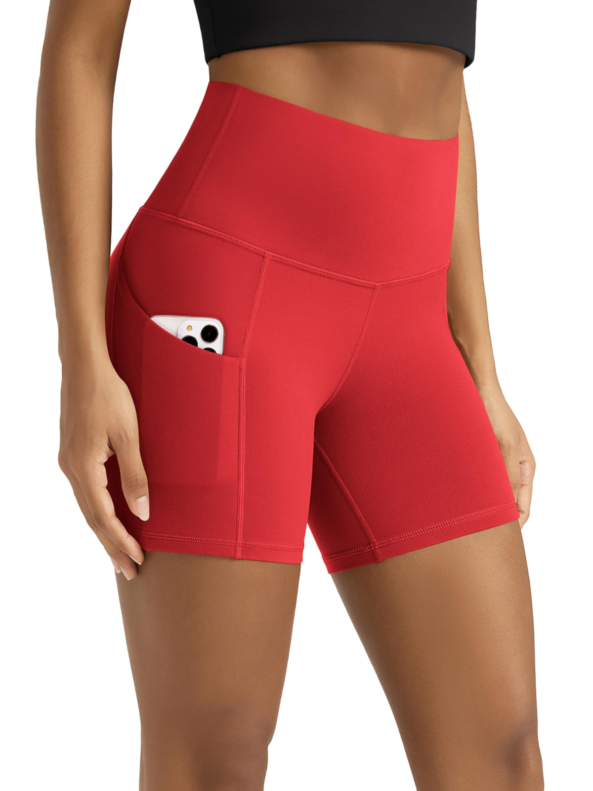 Women's High-Waist Tummy-Control Biker Shorts with Pockets