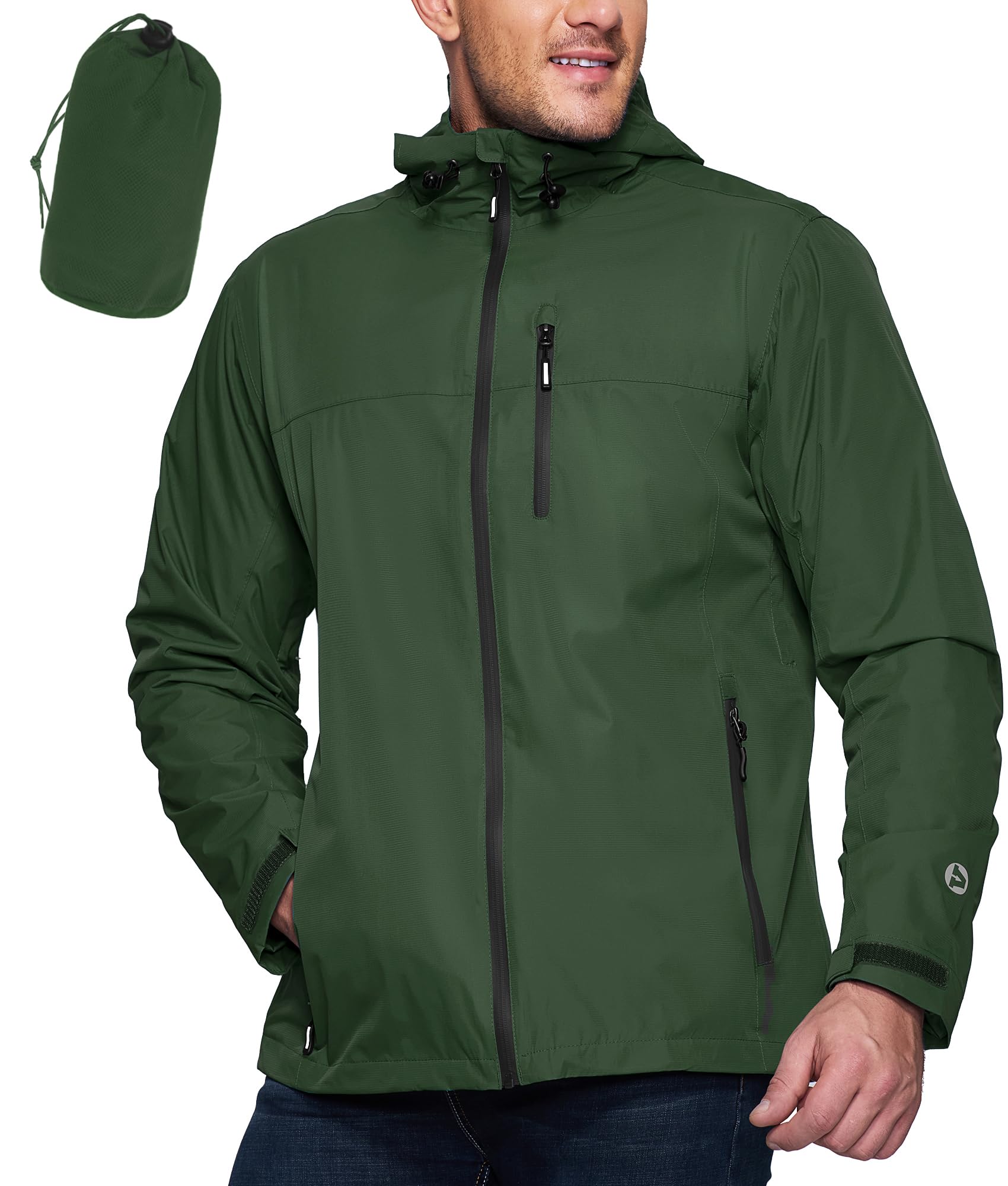 Men's Waterproof Lightweight Packable Rain Jacket