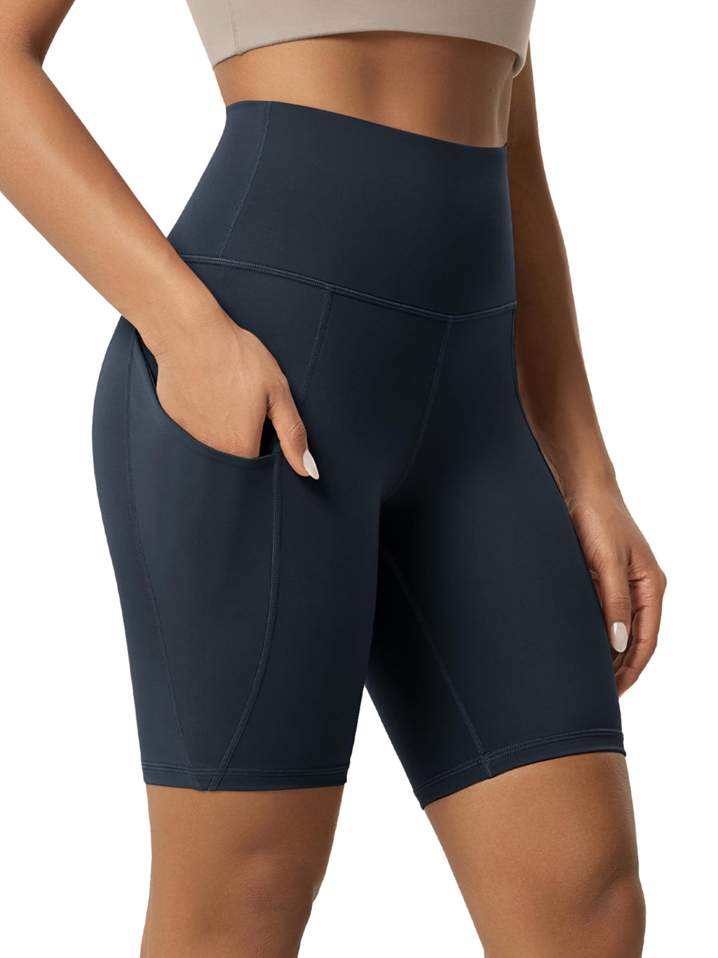 Women's High-Waist Tummy-Control Biker Shorts with Pockets