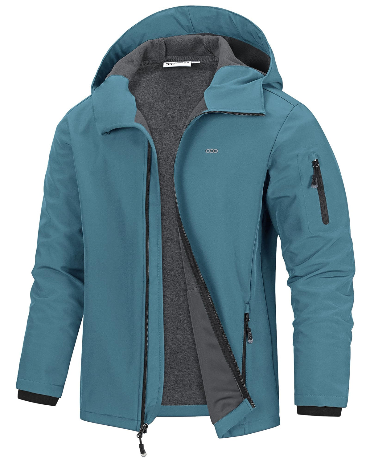 Men's Waterproof Hooded Fleece-Lined Rain Shell Jacket