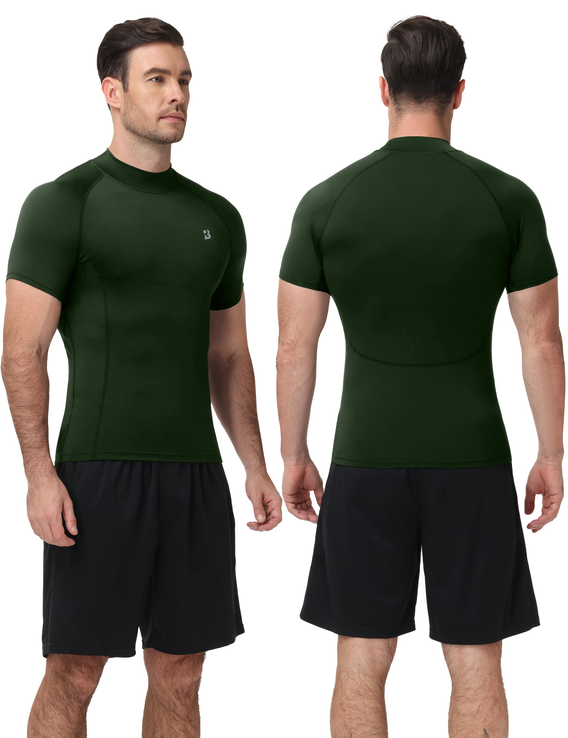 Men's Mock-Neck Short-Sleeve Compression Shirt