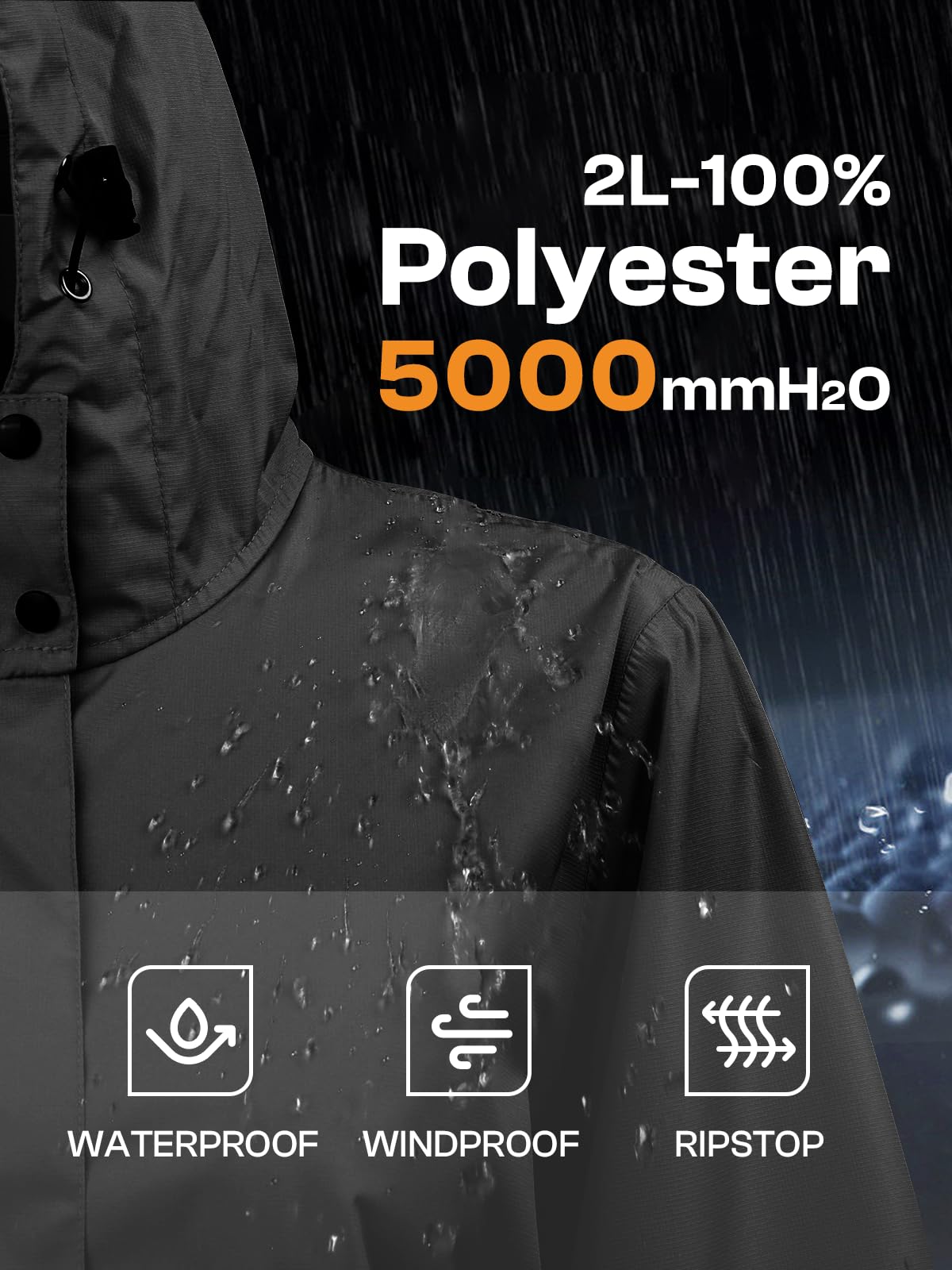 Women's Lightweight Packable Waterproof Long Rain Jacket
