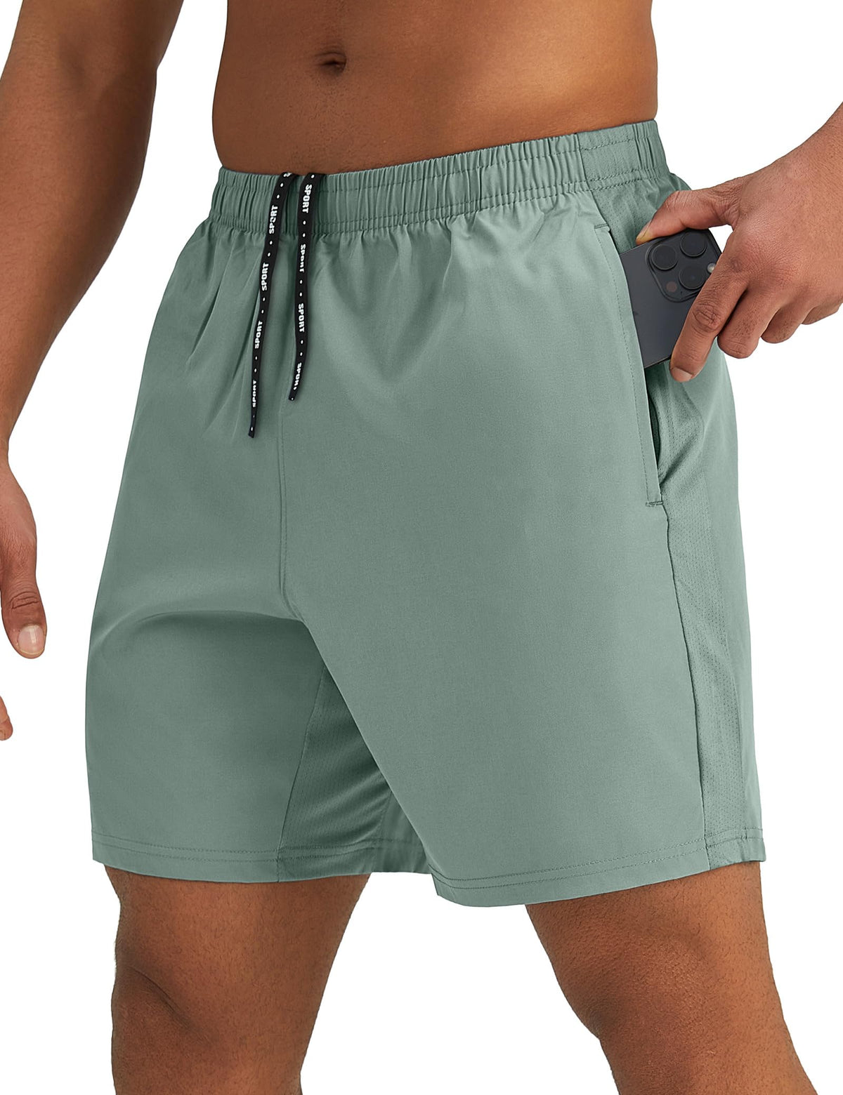 Pesfix Mens 7'' Lightweight Athletic Shorts Quick Dry Gym Workout Running Shorts with Zipper Pockets