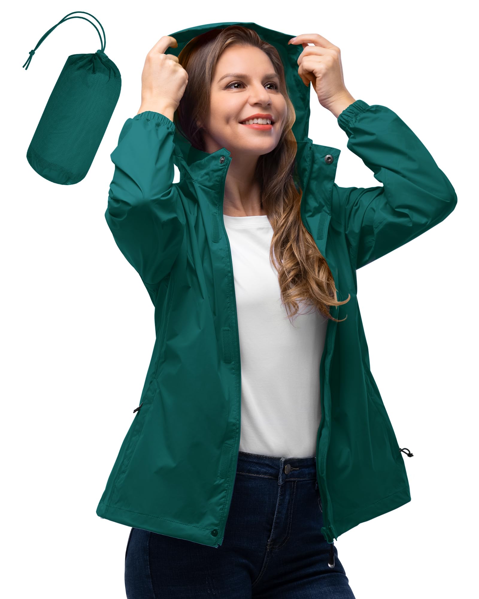 Women's Lightweight Waterproof Packable Rain Jacket