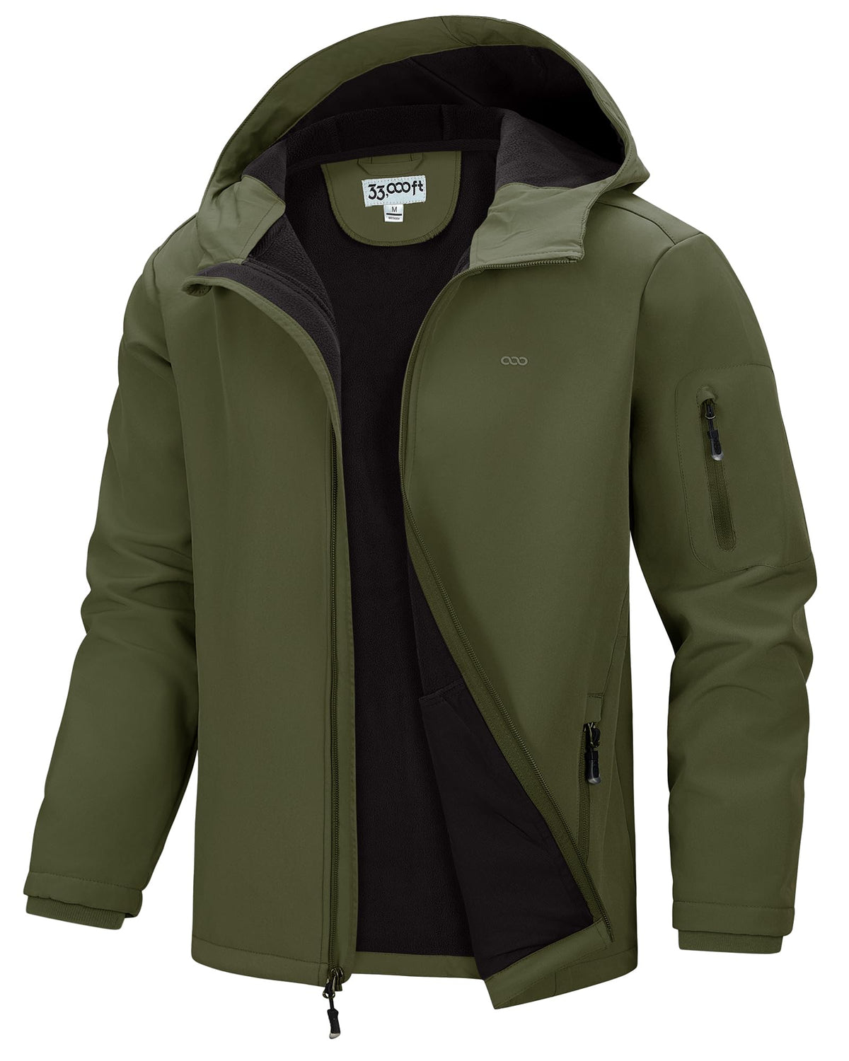 Men's Waterproof Hooded Fleece-Lined Rain Shell Jacket