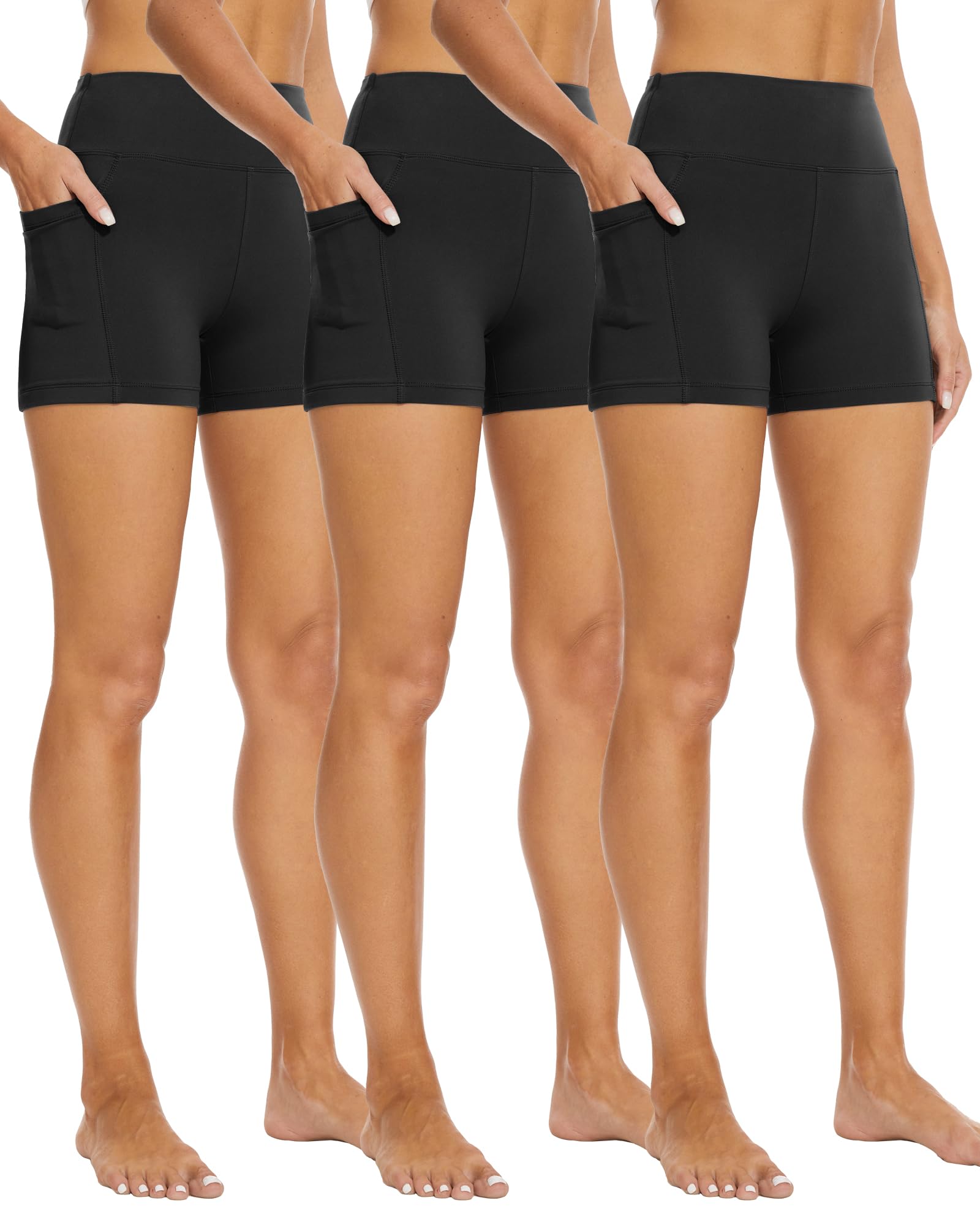 Women's 3-Pack High-Waist Tummy-Control Biker Shorts
