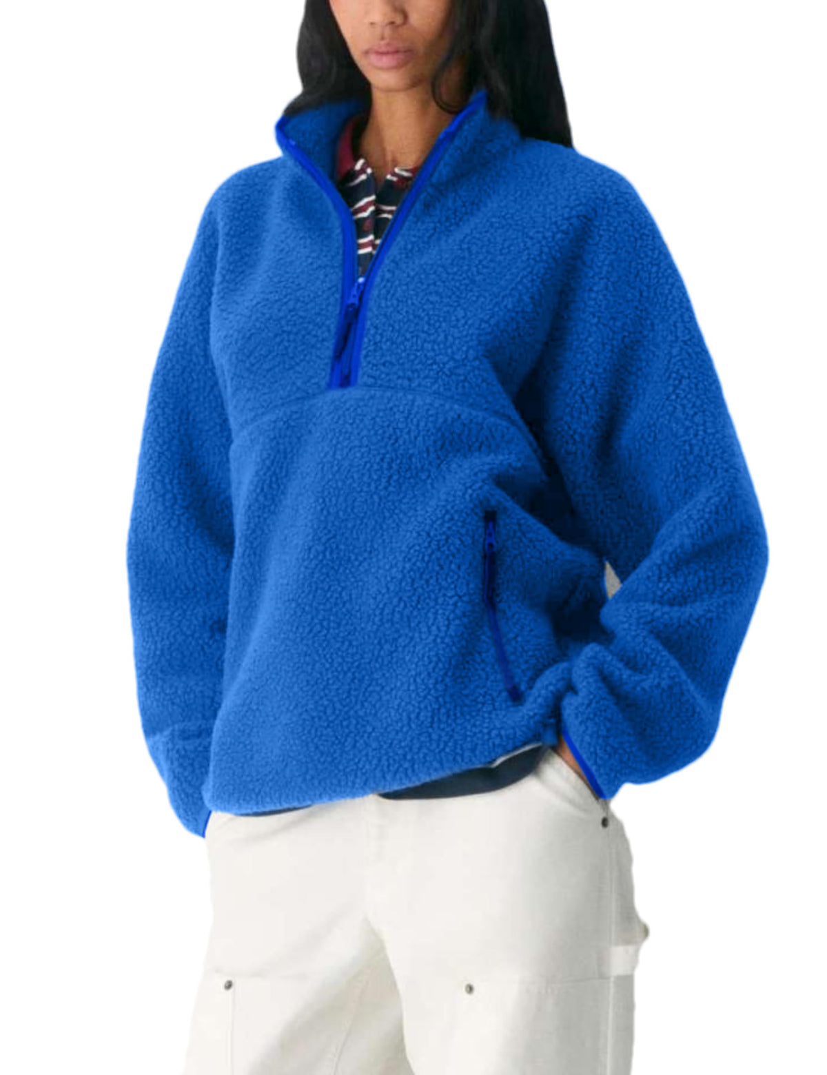 Women's Quarter-Zip Sherpa Fleece Pullover Jacket
