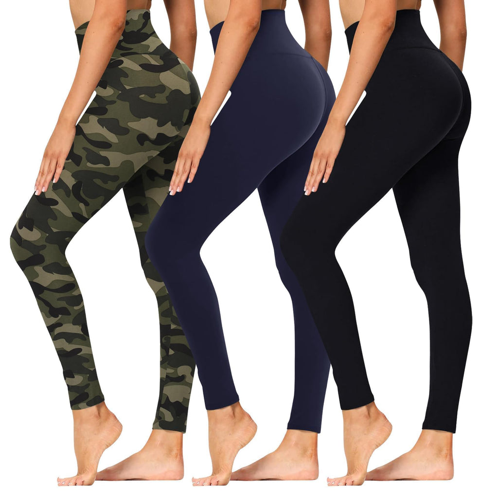 Women's 3-Pack High-Waist Tummy-Control Leggings with Pockets