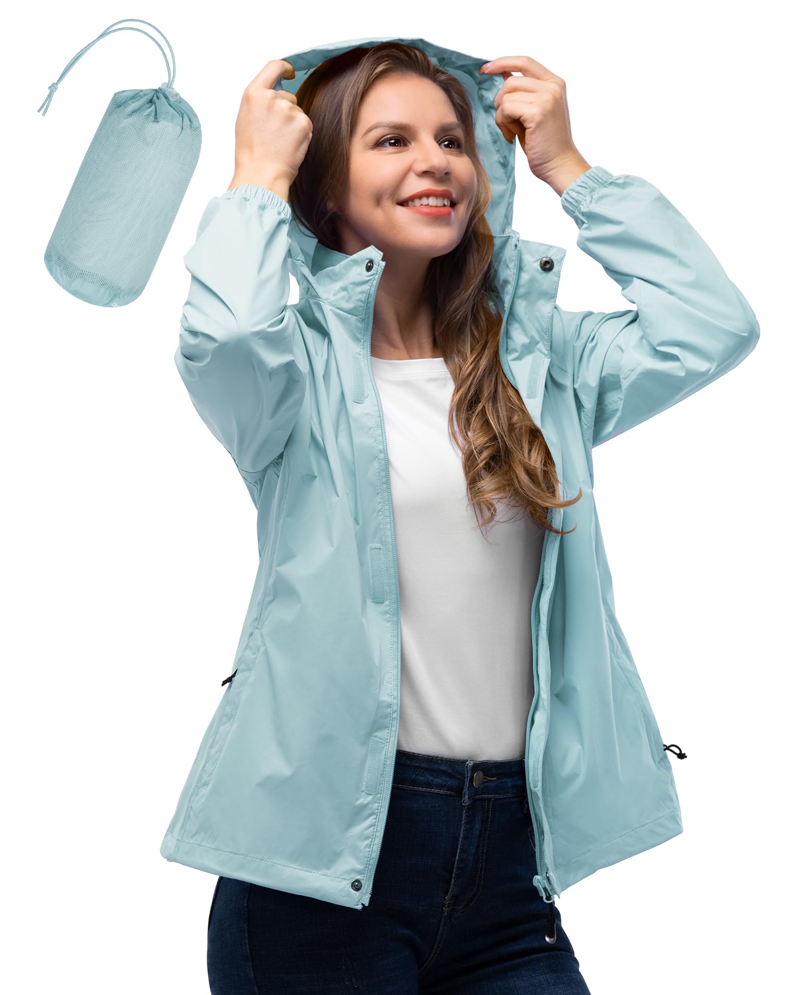 Women's Lightweight Waterproof Packable Rain Jacket