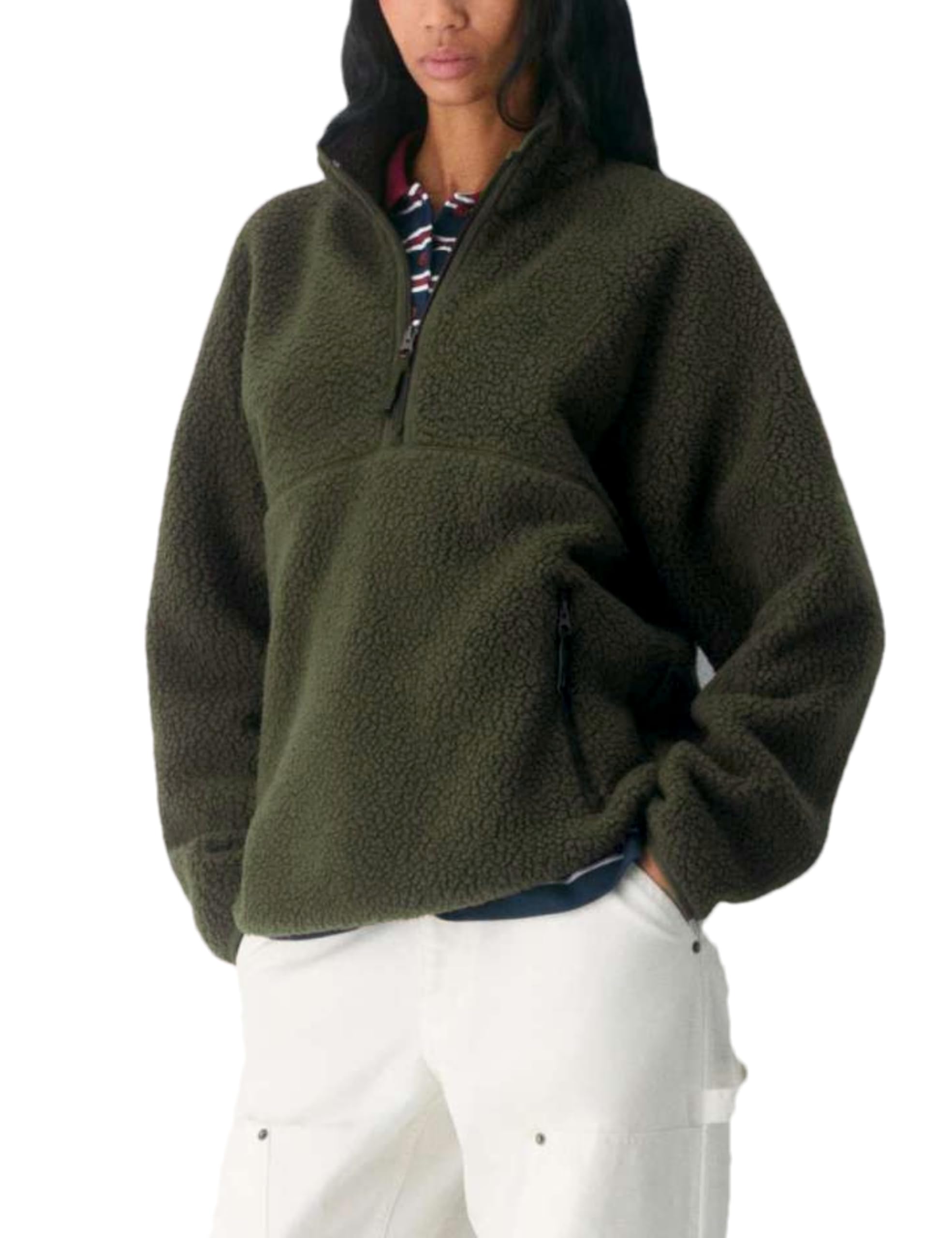 Women's Quarter-Zip Sherpa Fleece Pullover Jacket