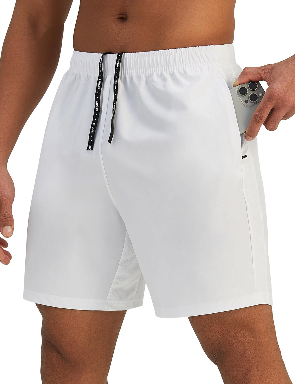 Pesfix Mens 7'' Lightweight Athletic Shorts Quick Dry Gym Workout Running Shorts with Zipper Pockets