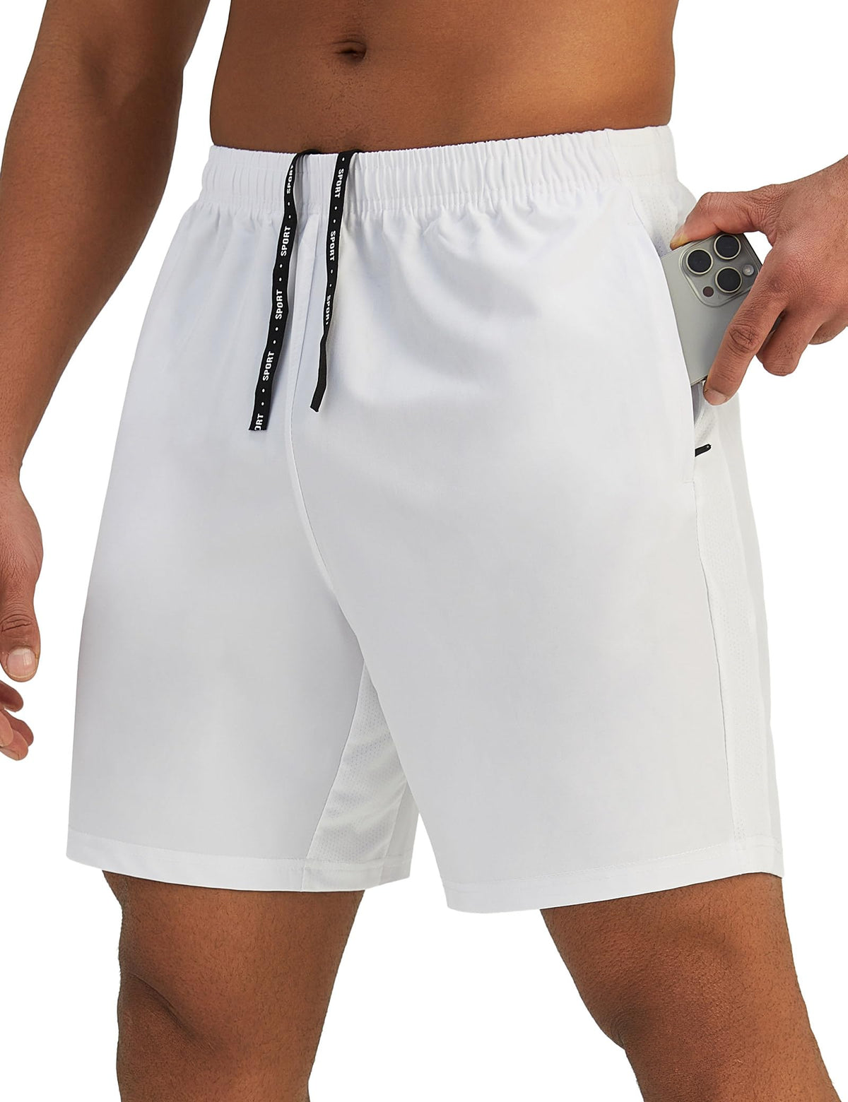 Pesfix Mens 7'' Lightweight Athletic Shorts Quick Dry Gym Workout Running Shorts with Zipper Pockets
