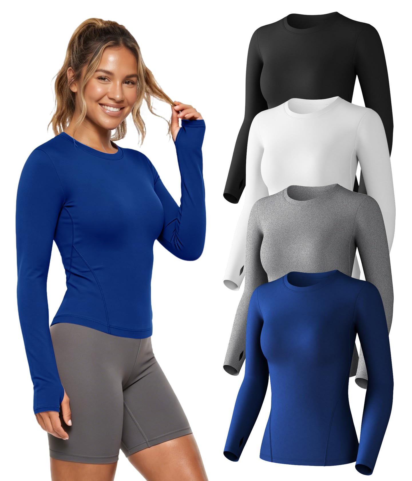 Women's Long Sleeve Compression Shirts Workout Athletic Top Underscrubs