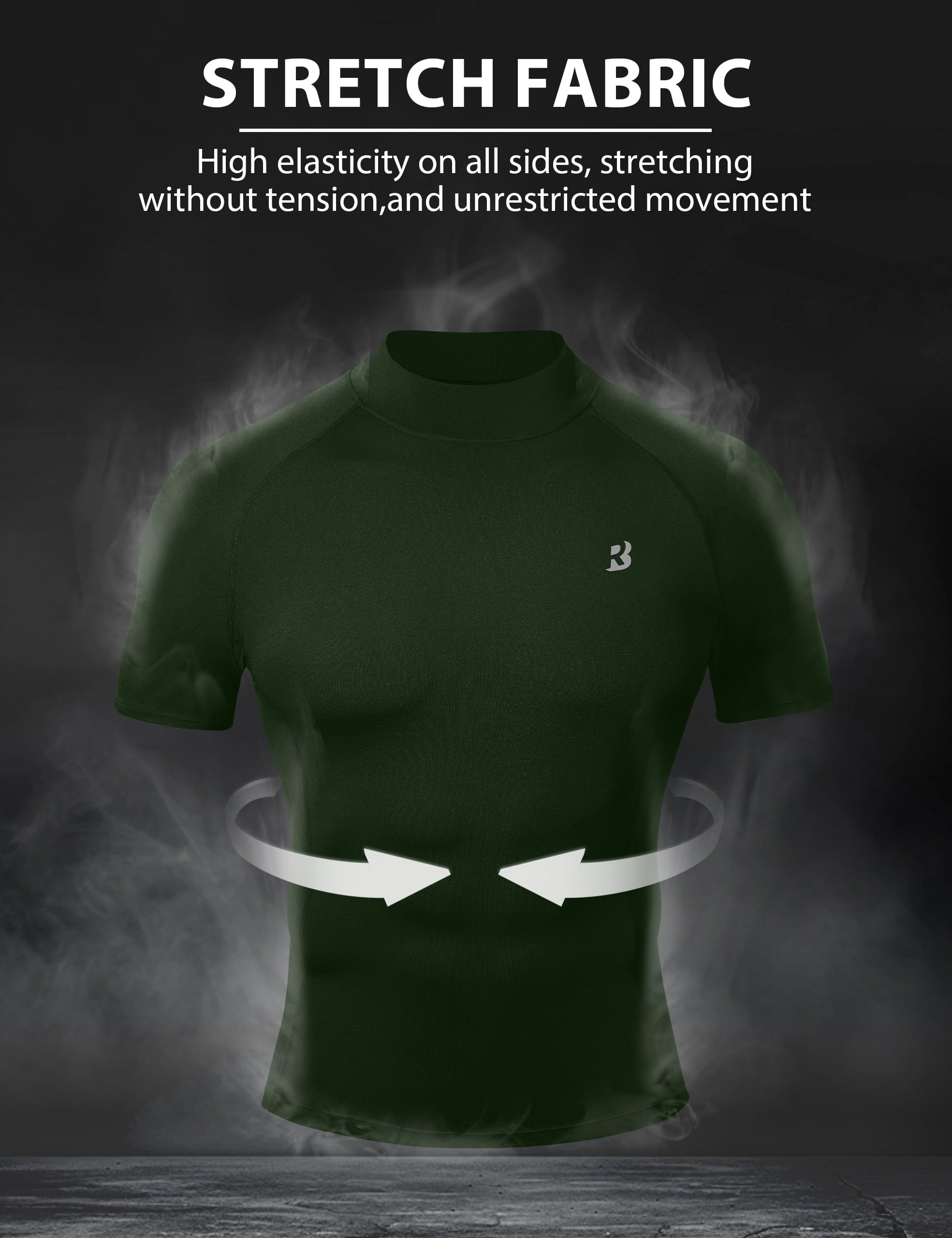 Men's Mock-Neck Short-Sleeve Compression Shirt