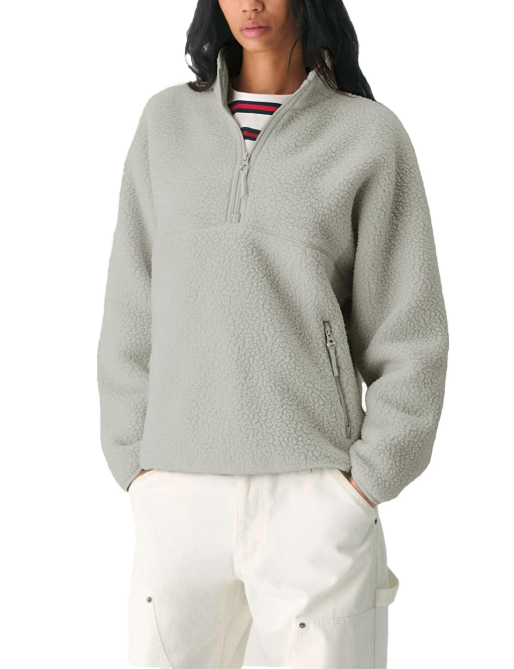 Women's Quarter-Zip Sherpa Fleece Pullover Jacket