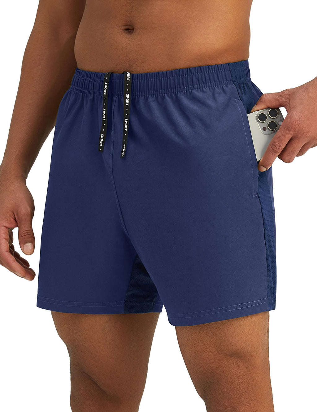 Pesfix Mens 7'' Lightweight Athletic Shorts Quick Dry Gym Workout Running Shorts with Zipper Pockets