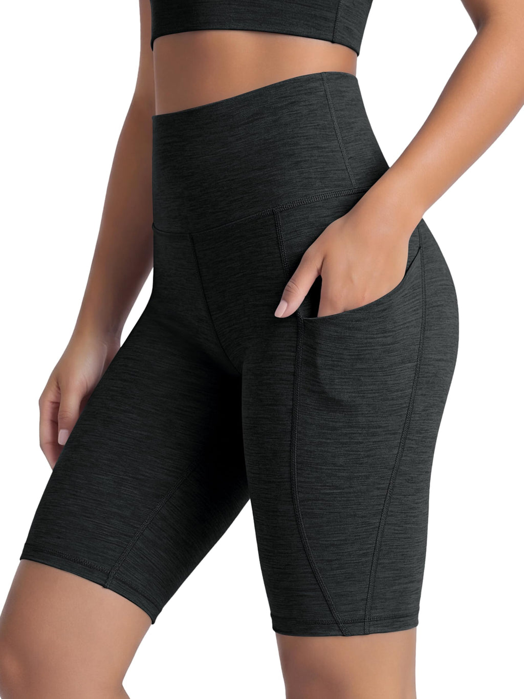 Women's High-Waist Tummy-Control Biker Shorts with Pockets