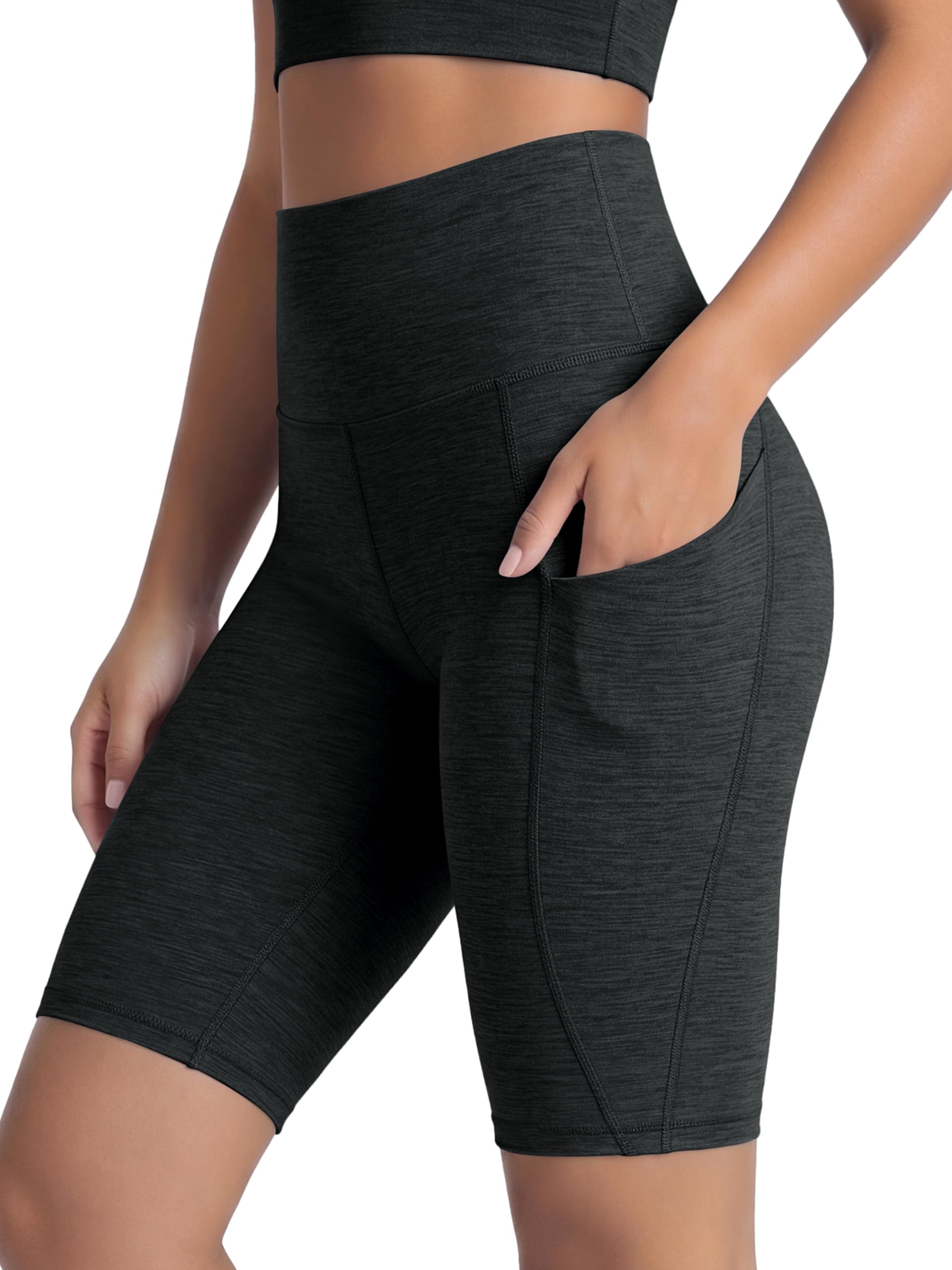 Women's High-Waist Tummy-Control Biker Shorts with Pockets