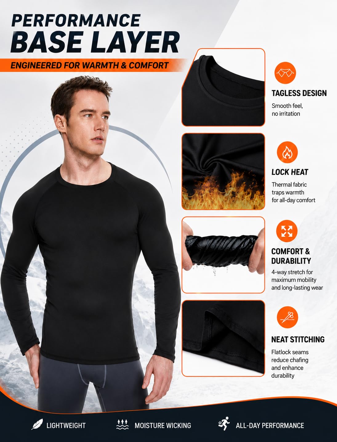 Men's Multi-Pack Fleece-Lined Thermal Compression Shirts