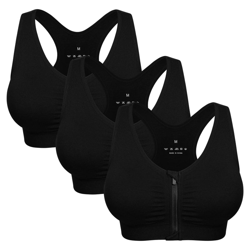 Women's Wireless Zip-Front Sports Bra for Workout Support