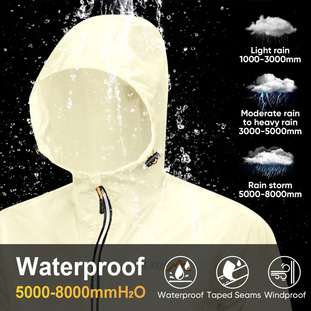 Men's Lightweight Waterproof Packable Hooded Rain Jacket