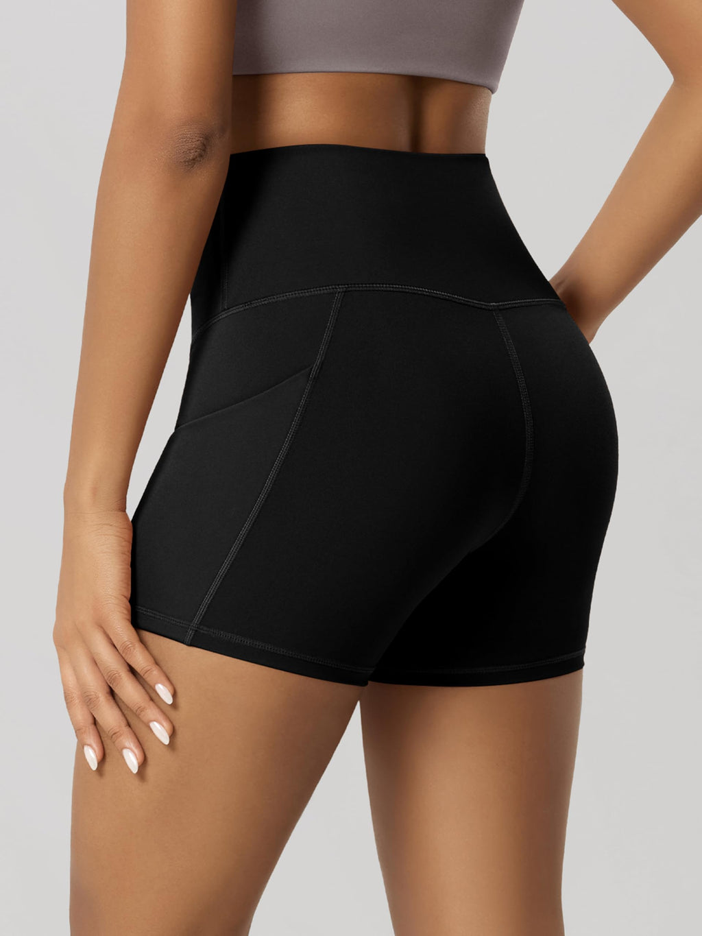 Women's High-Waist Tummy-Control Biker Shorts with Pockets