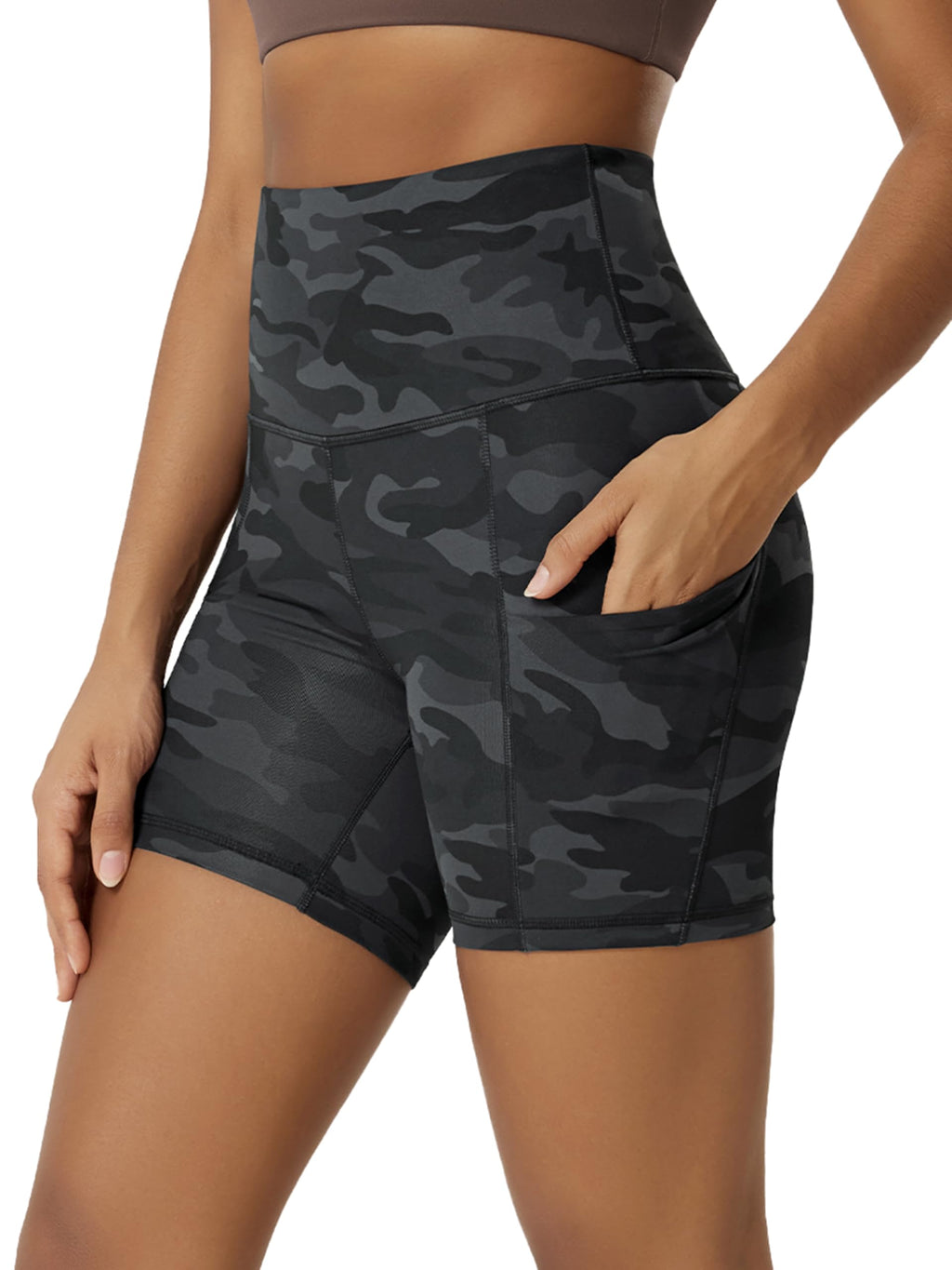 Women's High-Waist Tummy-Control Biker Shorts with Pockets