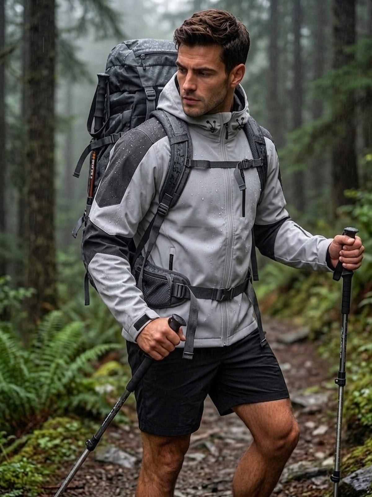Men's Waterproof Lightweight Softshell Hiking Jacket